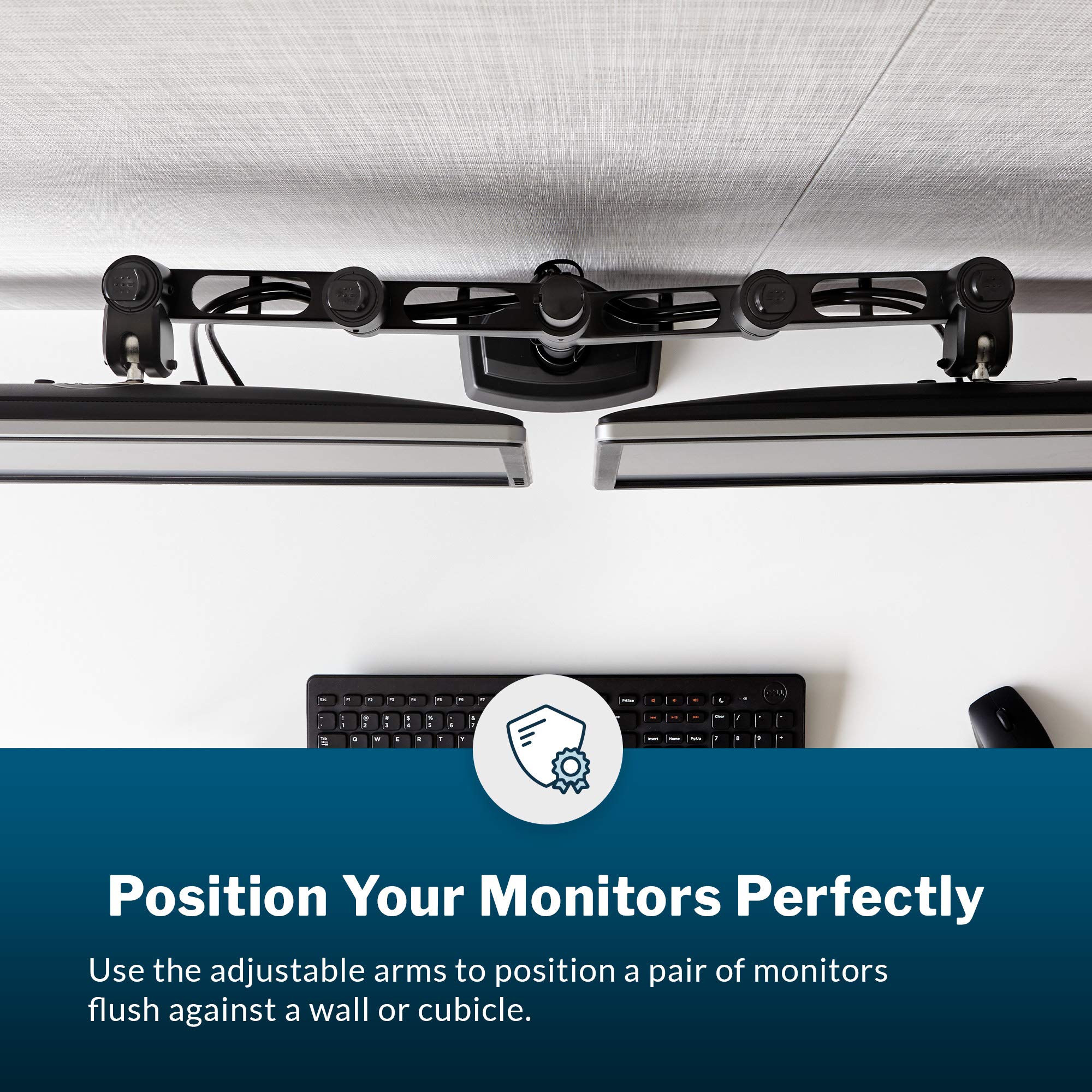 Dual Monitor Stand for 27 Inch Screens - VESA Compatible Adjustable Monitor Arm with 180° Rotation, Holds 19.8 lbs - Space Saving Dual Monitor Mount for Home Office & Gaming Setup - Perfect for Workstations, Coding, Streaming & Multi-Tasking
