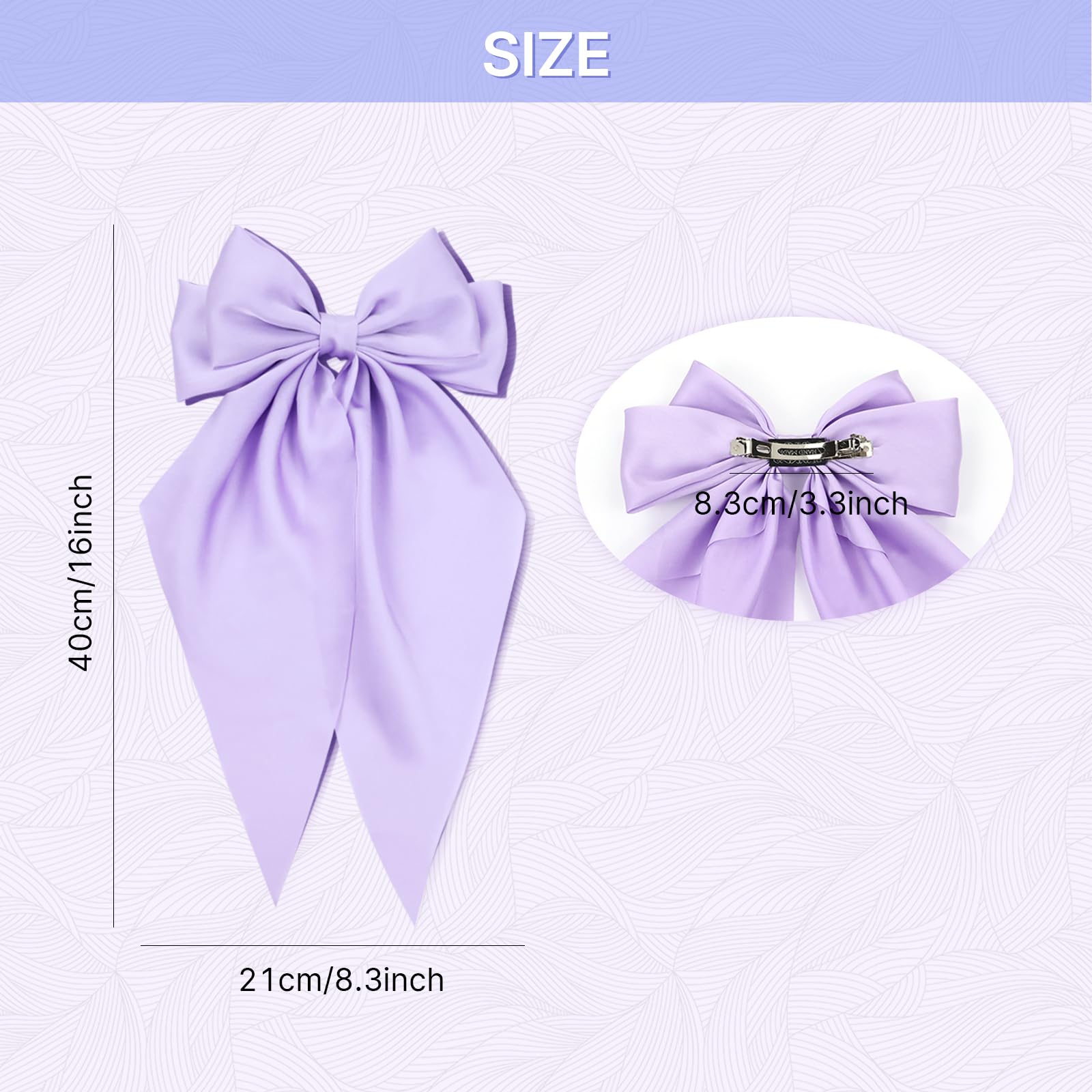 Cinaci 8-Piece Satin Hair Bows for Women & Girls - Elegant Long Tail Bow Clips & French Barrettes Hair Accessories | Perfect for Parties, Weddings, School & Daily Fashion