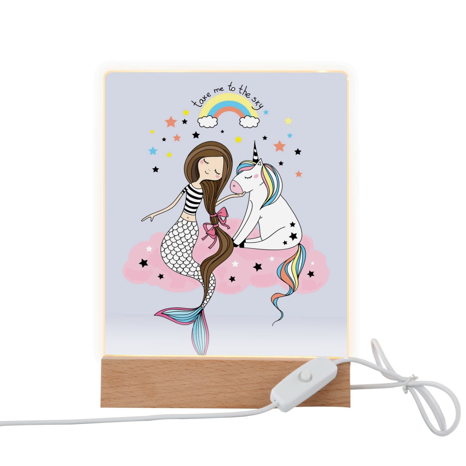 Little Unicorn Mermaid Night Light - LED USB-Powered Portable Nightlight for Kids, Boys, Girls & Adults - Perfect for Bedroom, Bathroom, Kitchen Decor - Creates Soothing Ambiance for Sleep, Relaxation & Nighttime Safety
