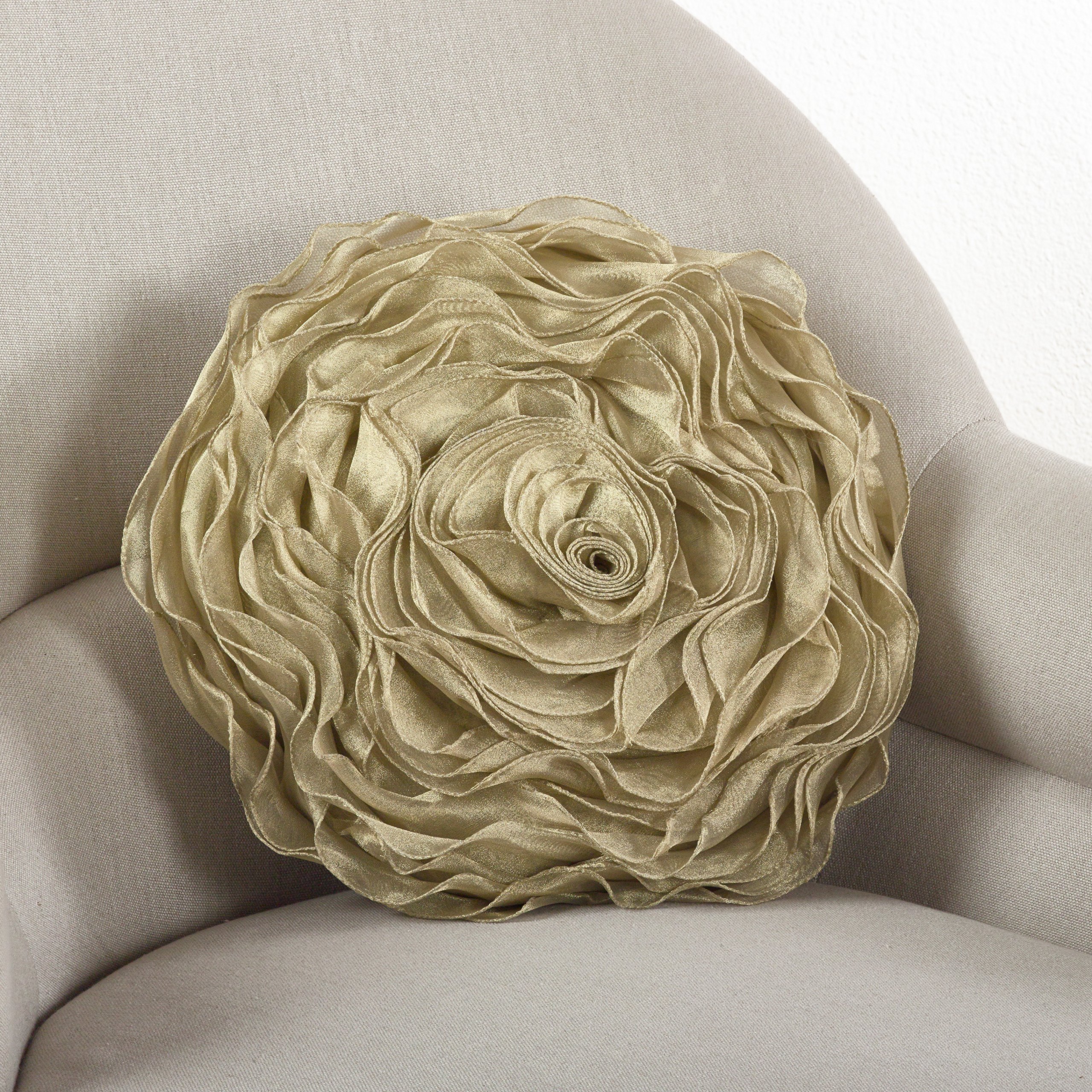 SARO LIFESTYLE Decorative Sage Green Rose Throw Pillow Cover 16x16 Inch - Bohemian Home Decor for Living Room, Bedroom, Sofa & Couch