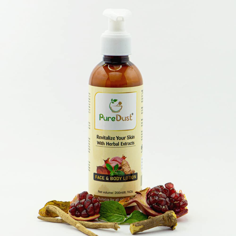 PureDust Herbal Face & Body Lotion for All Skin Types - 200ml Natural Moisturizer for Dry, Sensitive & Oily Skin | Perfect for Daily Hydration & Skin Care Routine