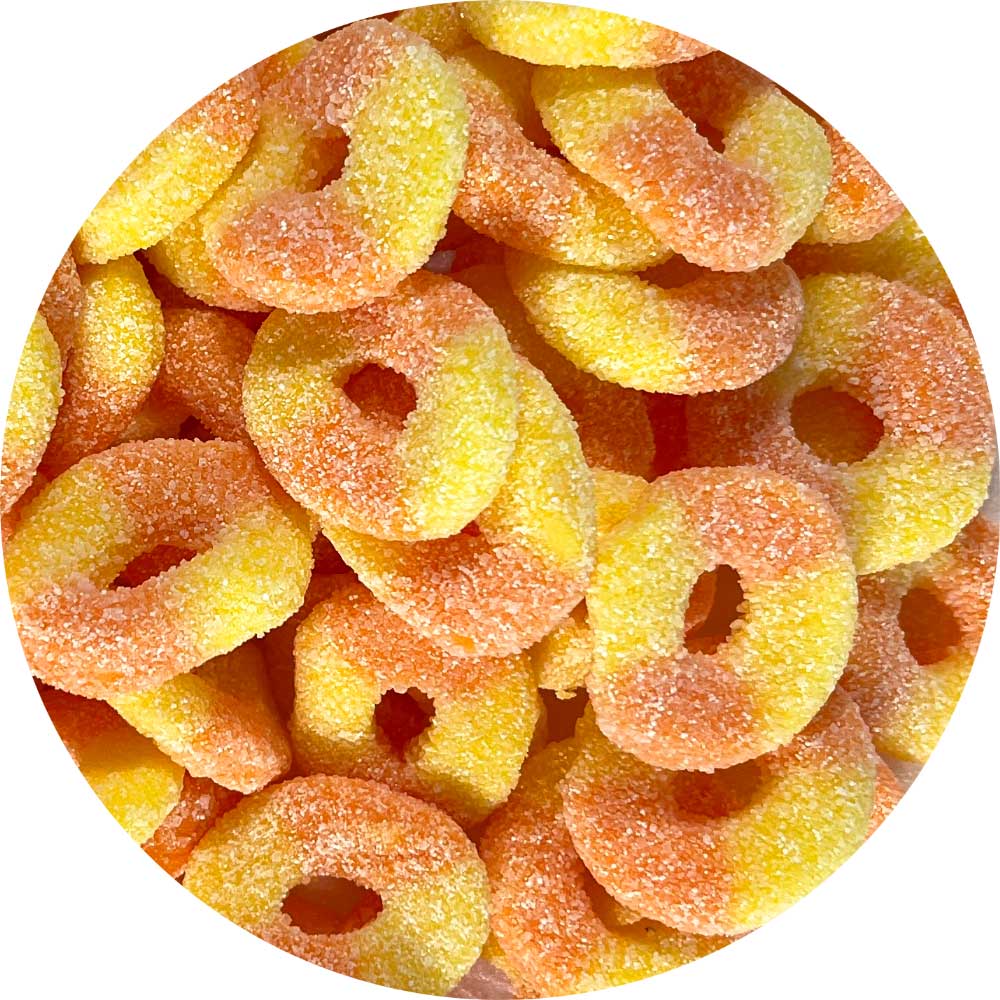 Kustomkids Sour Peach Rings Candy - 2.2lb Bulk Bag - Sweet & Tangy Gummy Treats for Parties, Movie Nights & Snacking