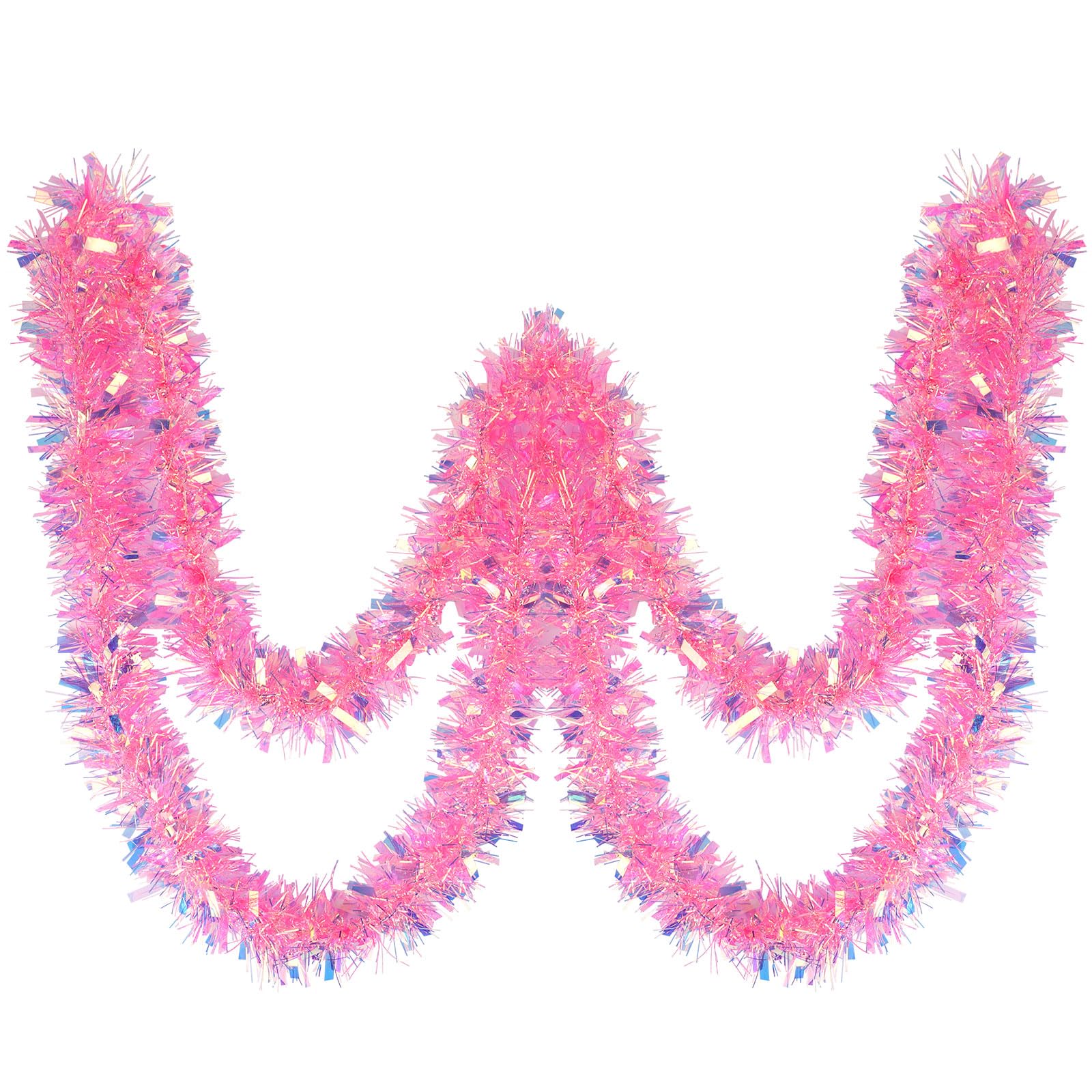 CCINEE 32.8 Feet Pink Easter Tinsel Garland - Glitter Metallic Twist Garland for Easter, Valentine's Day, Wicked Party & Fireplace Decor | Spring Home Decor, Holiday Party Supplies, Festive Wall Hanging