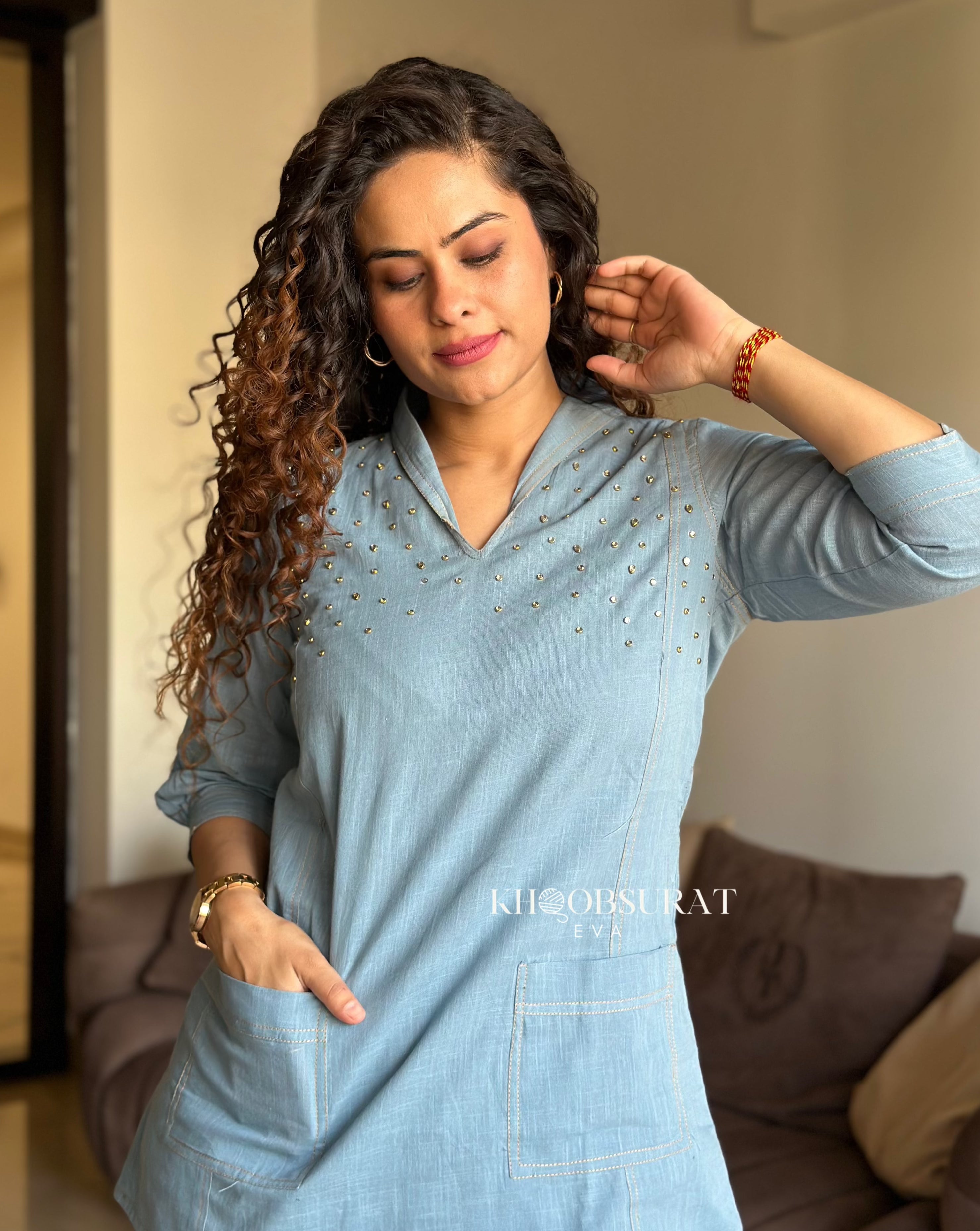 Stylish Blue Pocket Perfection Coord Set for Women - Trendy Matching Outfit for Casual Wear, Travel & Everyday Fashion