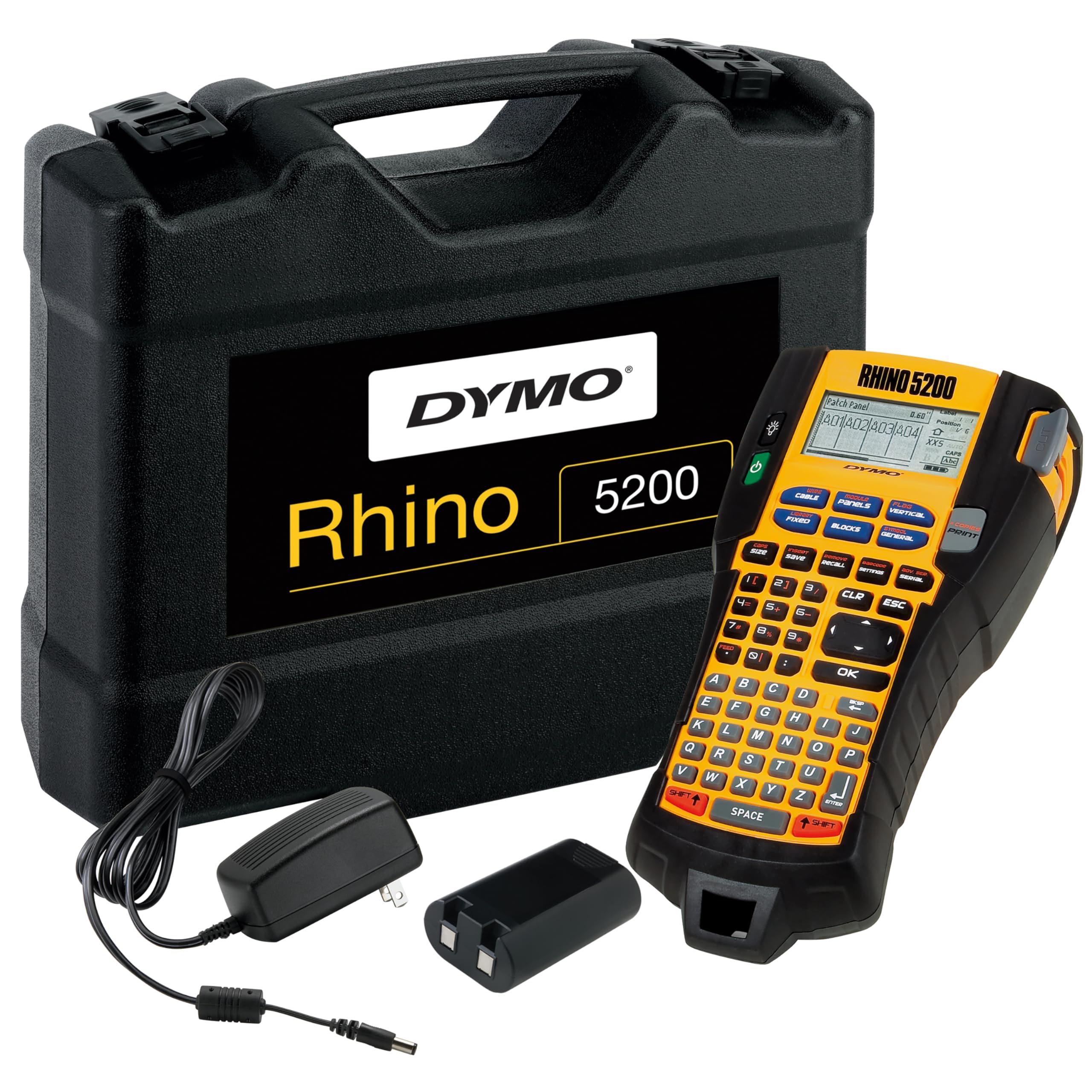 Dymo Rhino 5200 Industrial Label Maker Kit with Case - Heavy Duty Labeling Machine for Warehouse, Shipping & Industrial Use