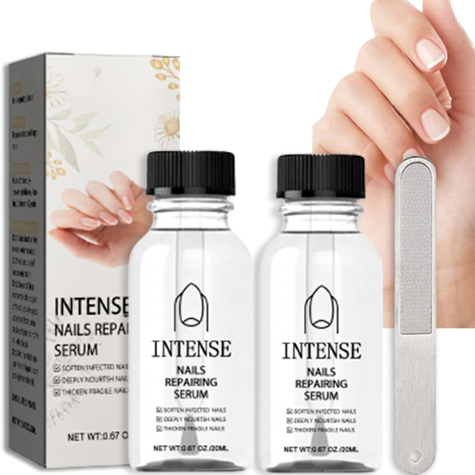 NailGro Intense Nail Growth & Strengthening Serum - 7 Days Nail Repair Treatment for Damaged & Discolored Nails - Natural Nail Care Essence (2 Pack) | Perfect for Weak, Brittle Nails & Professional Manicures