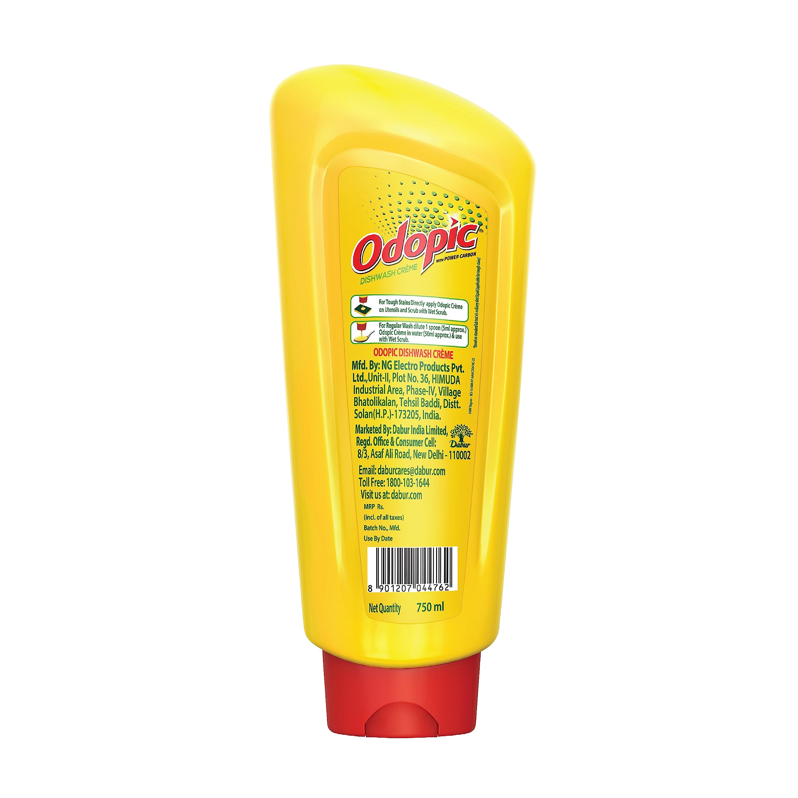 DABUR Odopic Dishwash Creme Charcoal - 750Ml | Powerful Liquid Dish Soap Gel with Fresh Fragrance | Deep Cleaning Kitchen Utensil Cleaner | Removes Tough Grease & Stains with 50% Less Scrubbing | No Residue Formula | Ideal for Pots, Pans, Dishes & Cookware Cleaning