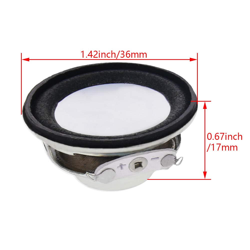 Fielect 2PCS 3W 4 Ohm 36mm Round Magnetic Speaker for DIY Audio Projects - Perfect Replacement Loudspeaker for Bluetooth Speakers, Guitar Amps, and Home Theater Systems