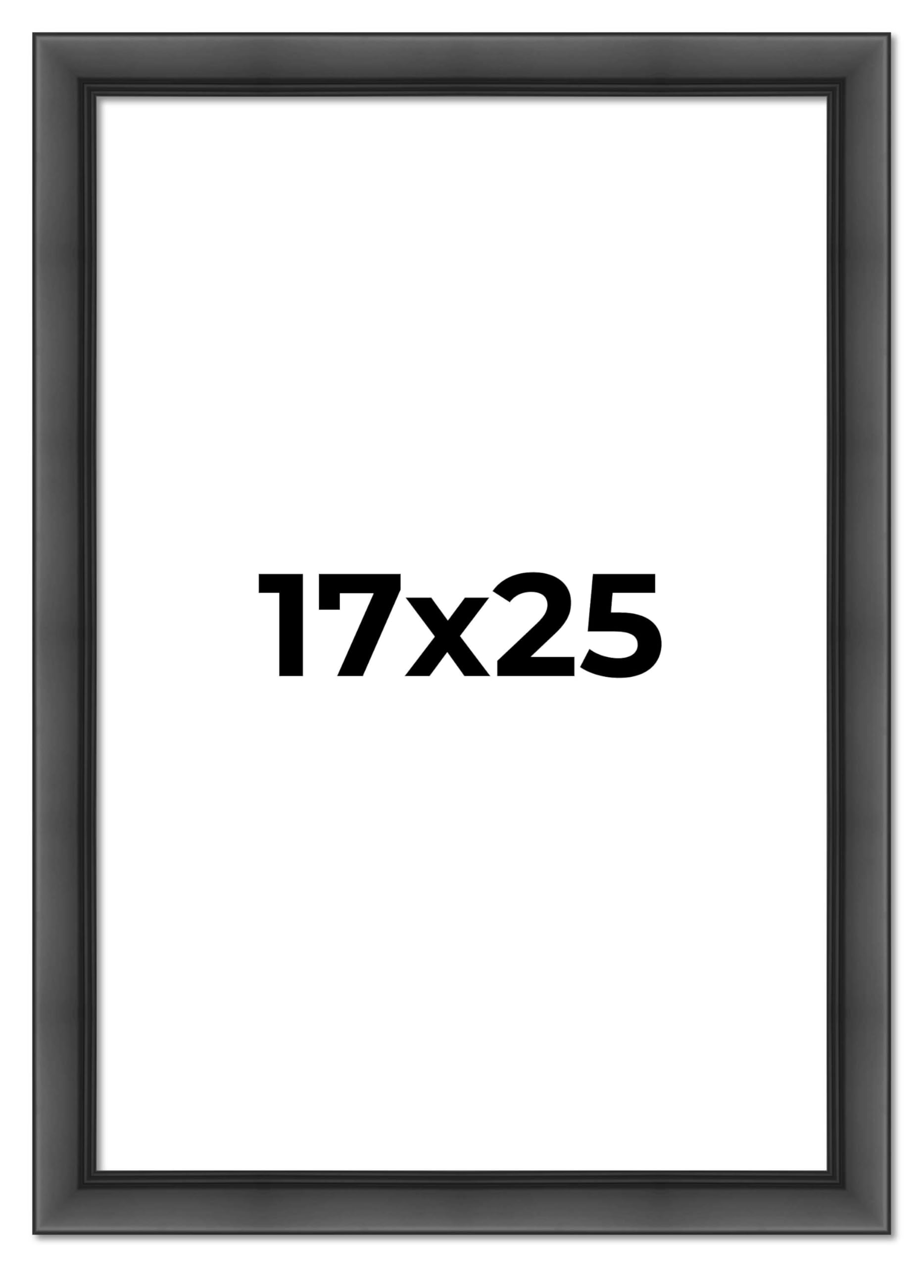 17x25 Inch Black Solid Wood Picture Frame - 1.5 Inch Width & 0.5 Inch Depth - Modern Photo Frame with UV Acrylic, Foam Backing & Hanging Hardware - Perfect for Wall Art, Family Photos & Office Decor