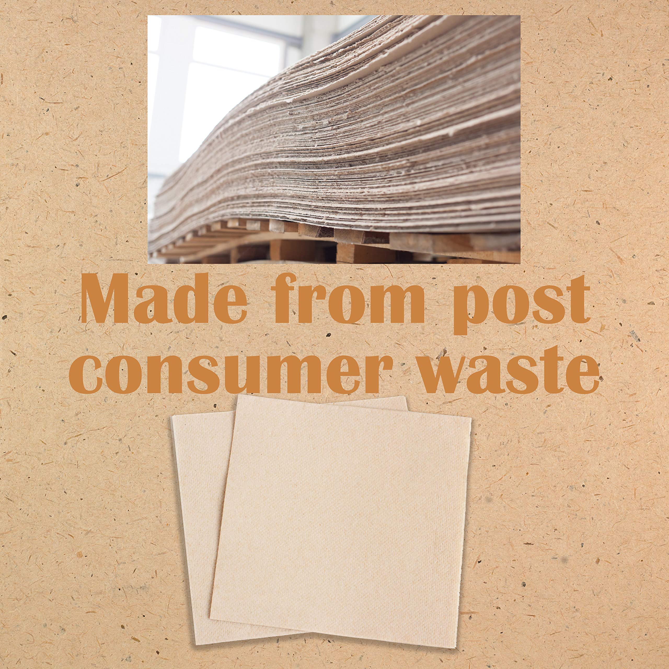Eco-Friendly Recycled Post Consumer Compostable Biodegradable Napkins - 13 x 13 Inches, 250 Count | Sustainable Lunch, Picnic, Party & Everyday Use Paper Napkins
