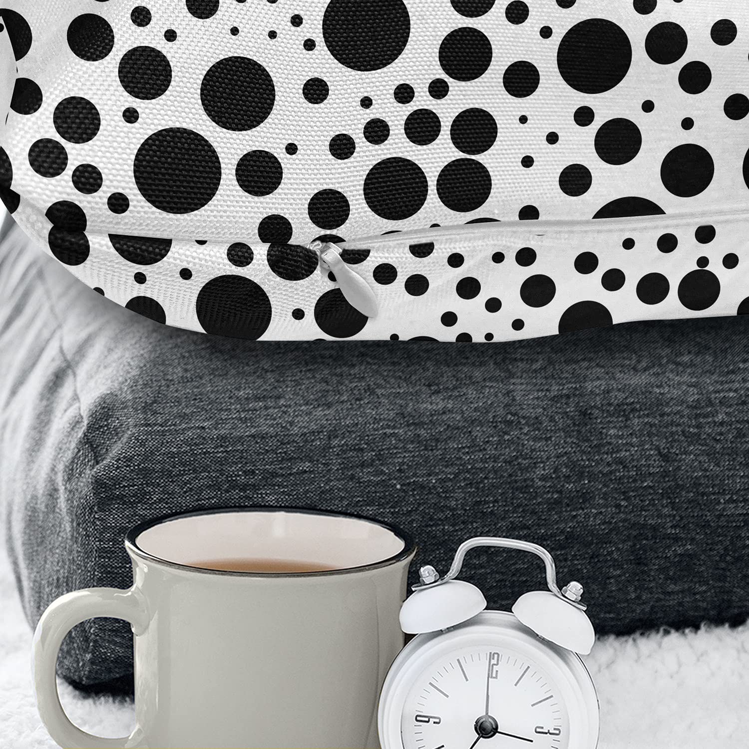 Ambesonne Black and White Dot Throw Pillow Cover 40x40 Inches - Modern Minimalist Bubbles Pattern Decorative Square Accent Cushion Case for Sofa, Bed, Living Room & Home Decor