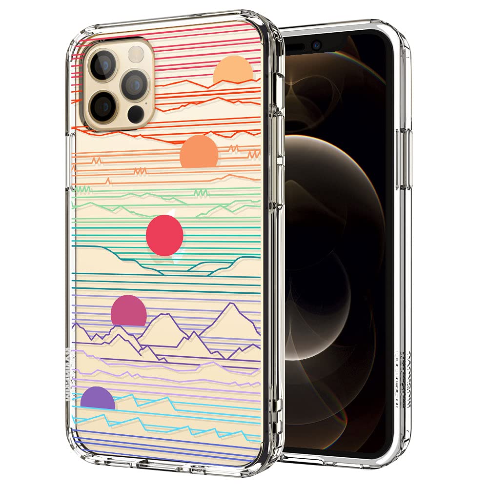 MOSNOVO iPhone 12 Pro Max Case - Shockproof Hybrid Clear TPU Bumper Cover with Sunrise Sunset Design | Slim Protective Phone Case for Women & Men | Perfect for Outdoor Activities, Travel & Daily Use