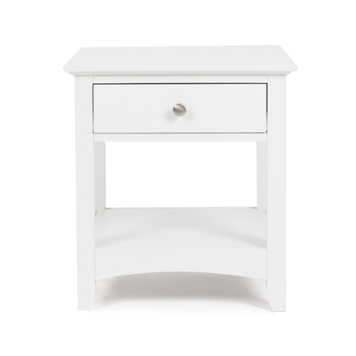 Casey White Nightstand with 1 Drawer - Modern Bedside Table for Bedroom, Living Room & Office Storage