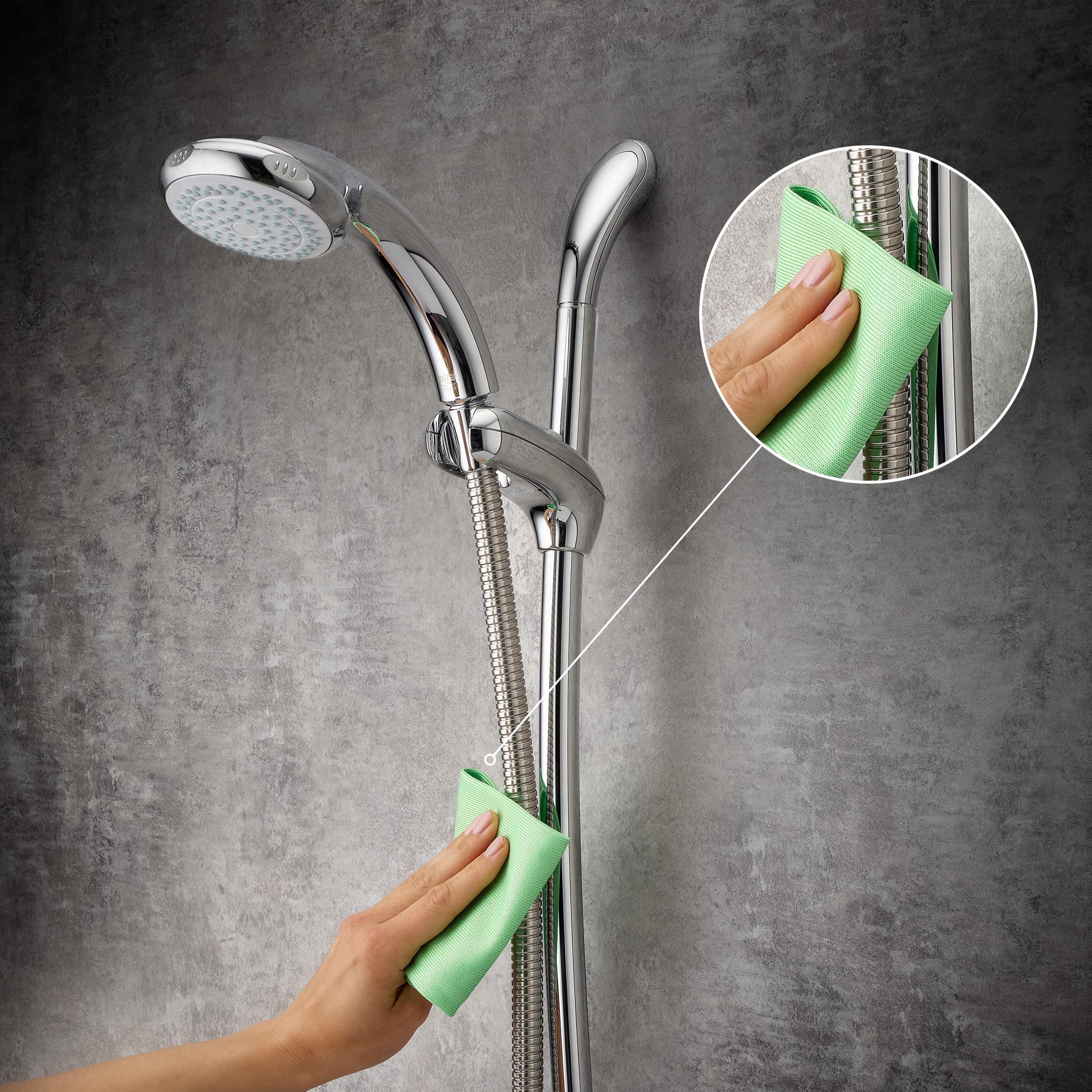 Premium Chrome Shower Fittings Kit - 4 Spray Showerhead with 1.25M Hose (Model 2.1605.154) for Bathroom & Spa Relaxation - High Pressure Water Saving Design
