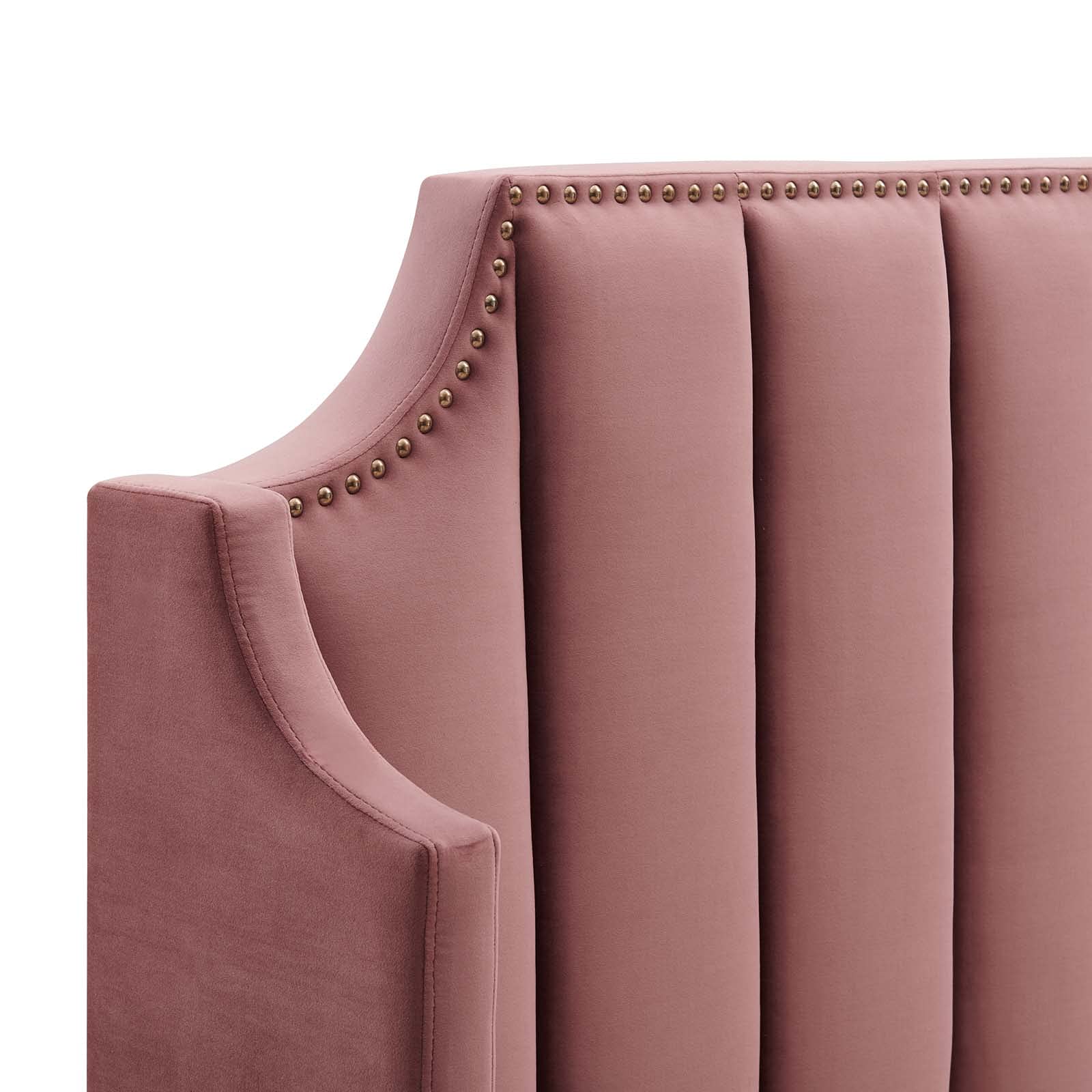 Modway Daniella Queen Size Platform Bed Frame in Dusty Rose - Modern Minimalist Bedroom Furniture for Small Spaces & Apartment Living
