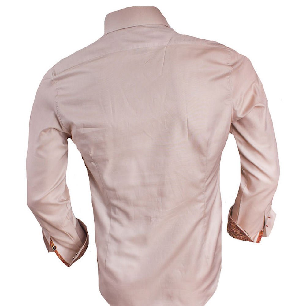 Premium Tan & Maroon Paisley Pattern Dress Shirt for Men - 100% Cotton Formal Business Attire - Handcrafted in USA - Perfect for Office, Weddings & Special Occasions