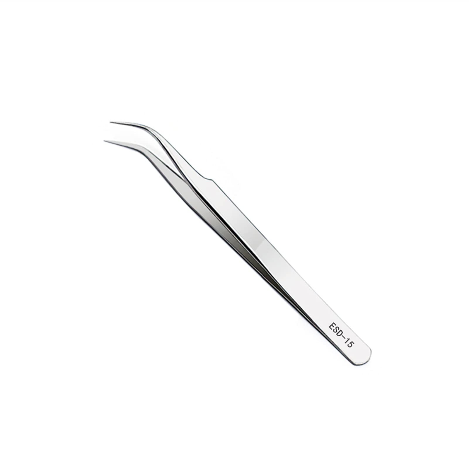 Stainless Steel Reverse Action Tweezers - Straight & Curved Tips for Acrylic Nail Shaping, Eyelash Extension, and Precision Hand Tool Maintenance (1PC)