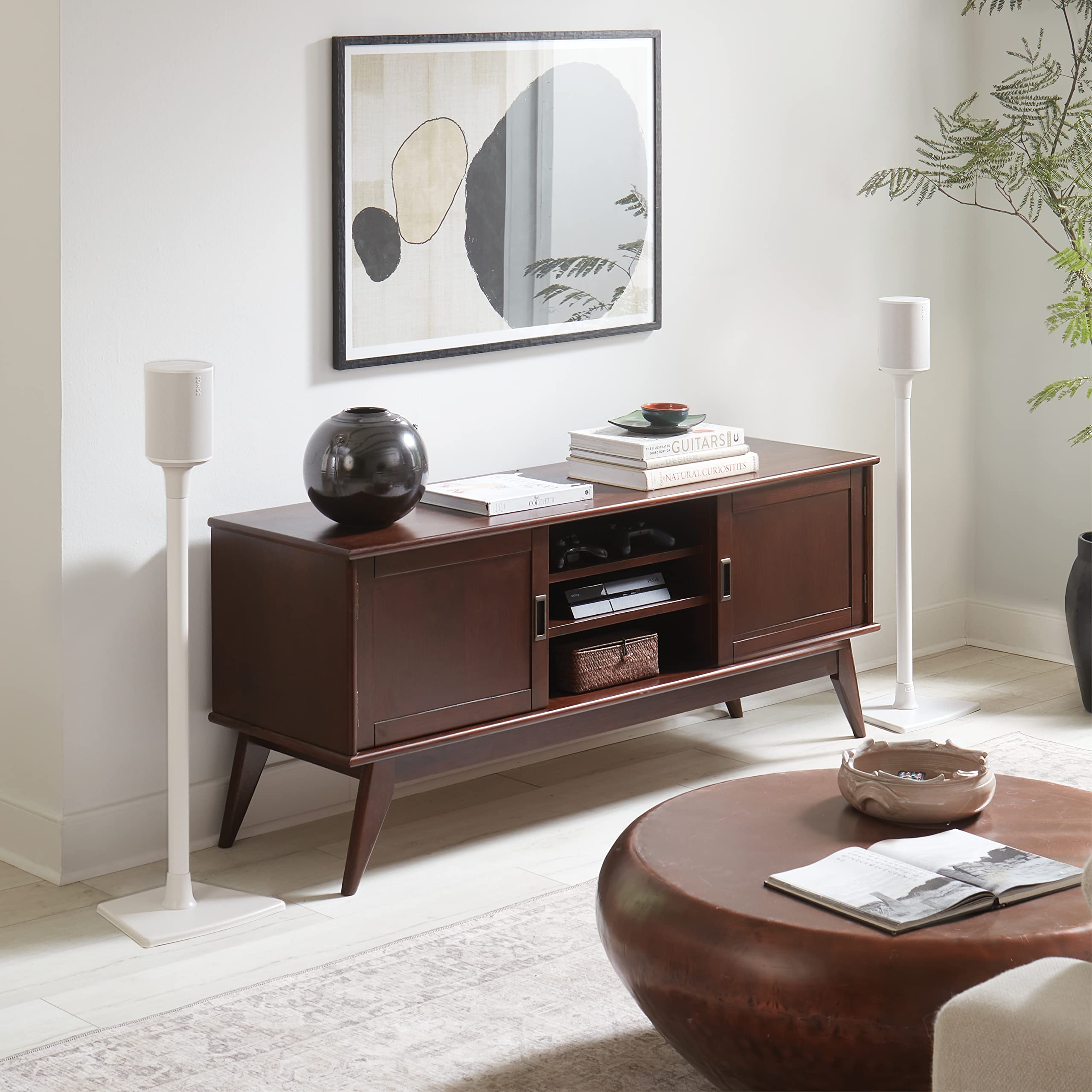 Sanus Wireless Speaker Stand for Sonos Era 100™ - Pair White | Premium Adjustable Height Speaker Stands for Secure Mounting | Perfect for Home Theater, Living Room & Office Audio Setup