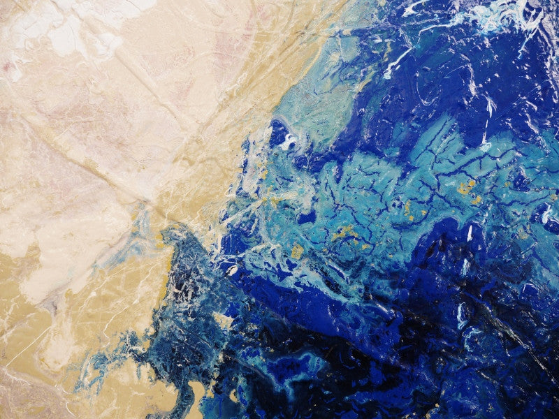 Abstract Cream and Blue Wall Art - Modern Canvas Painting for Home & Office Decor | Perfect for Living Room, Bedroom, or Workspace