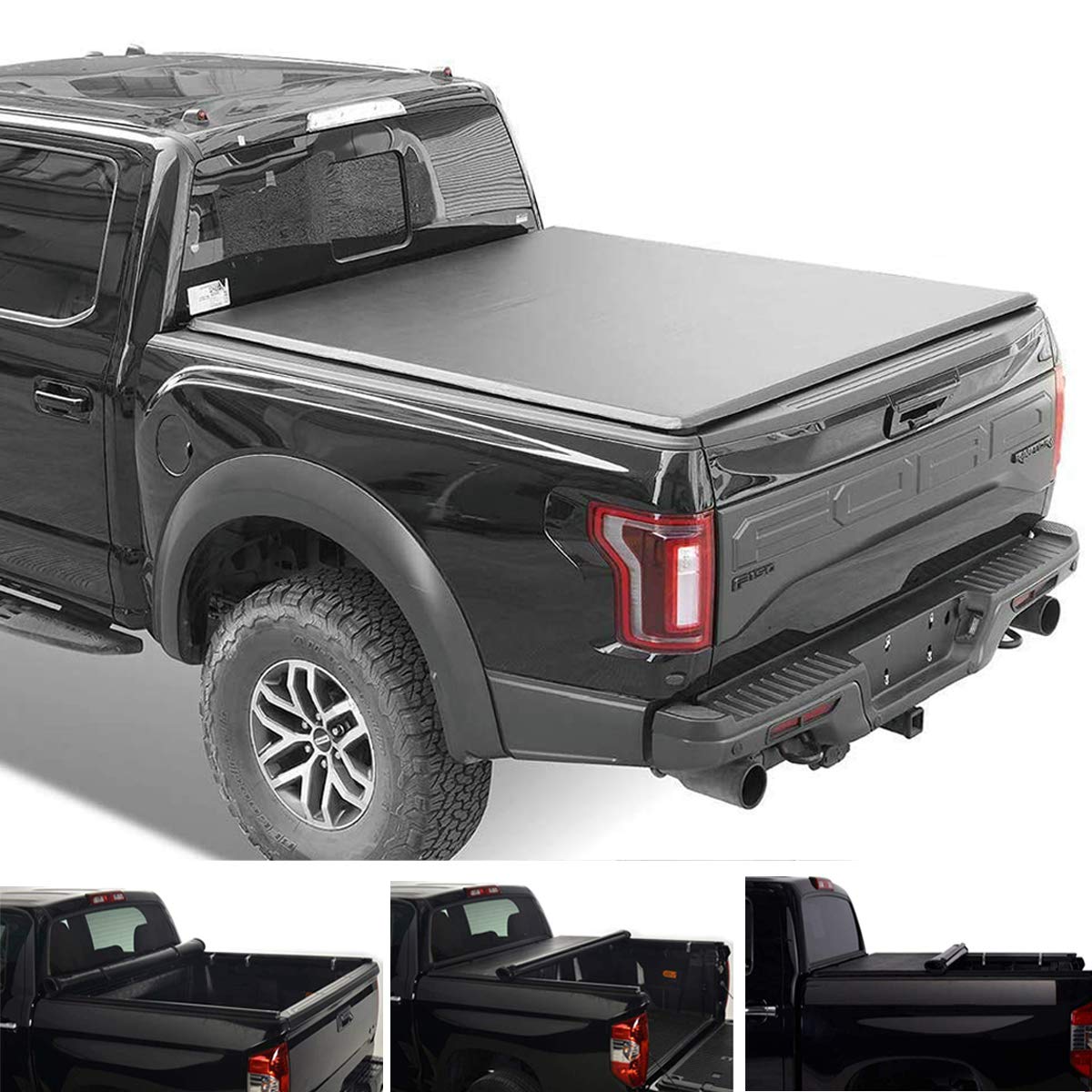 6.5Ft Soft Top Roll-up Vinyl Tonneau Cover for Chevy/GMC C/K 1500/2500/3500 (1988-2000) - Black Clamp-on Locking Truck Bed Cover with Rails & Mounting Hardware | Weatherproof Protection for Cargo & Outdoor Gear