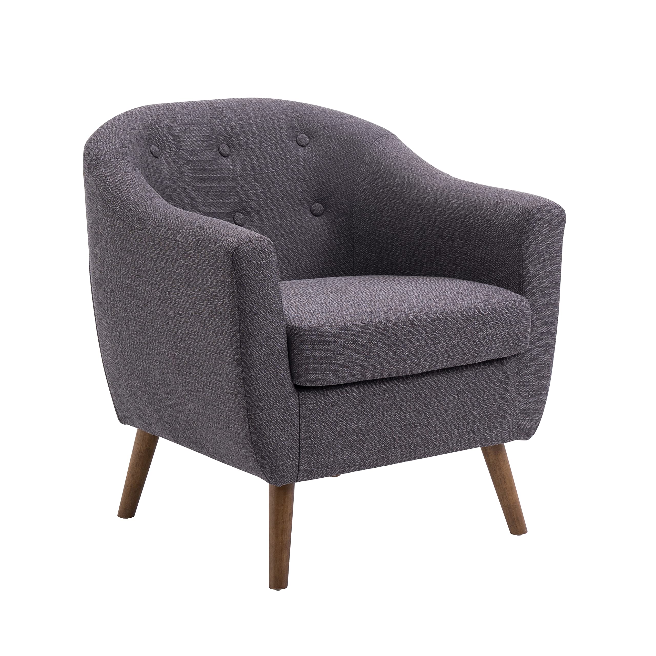 Porthos Home Calida Accent Club Chair - Stylish Button Tufted Linen Upholstery with Durable Rubberwood Legs - Perfect for Living Room, Home Office & Reading Nook