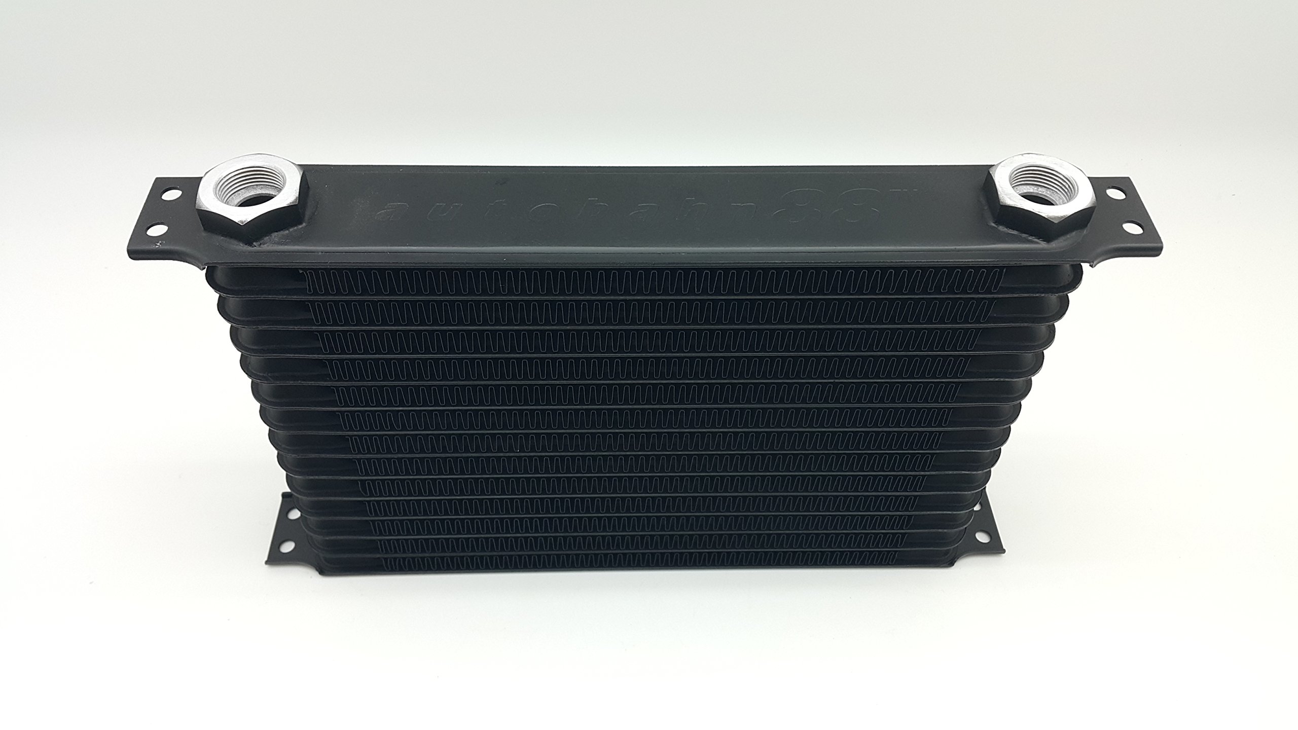 Autobahn88 Universal Oil Cooler Kit - 14-Row Cooler Tank, Relocation Adapter, 10ft Nylon Braided Hose & AN10 Fittings - Perfect for Car Engine Cooling & Performance Upgrades