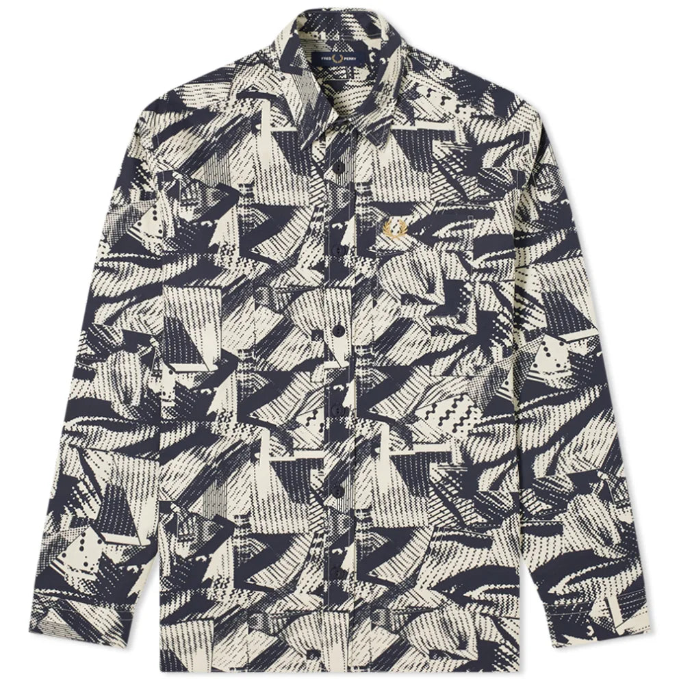 Fred Perry Abstract Print Overshirt for Men - Stylish Casual Shirt Jacket for Everyday Wear | Perfect for Streetwear, Work & Weekend Outfits