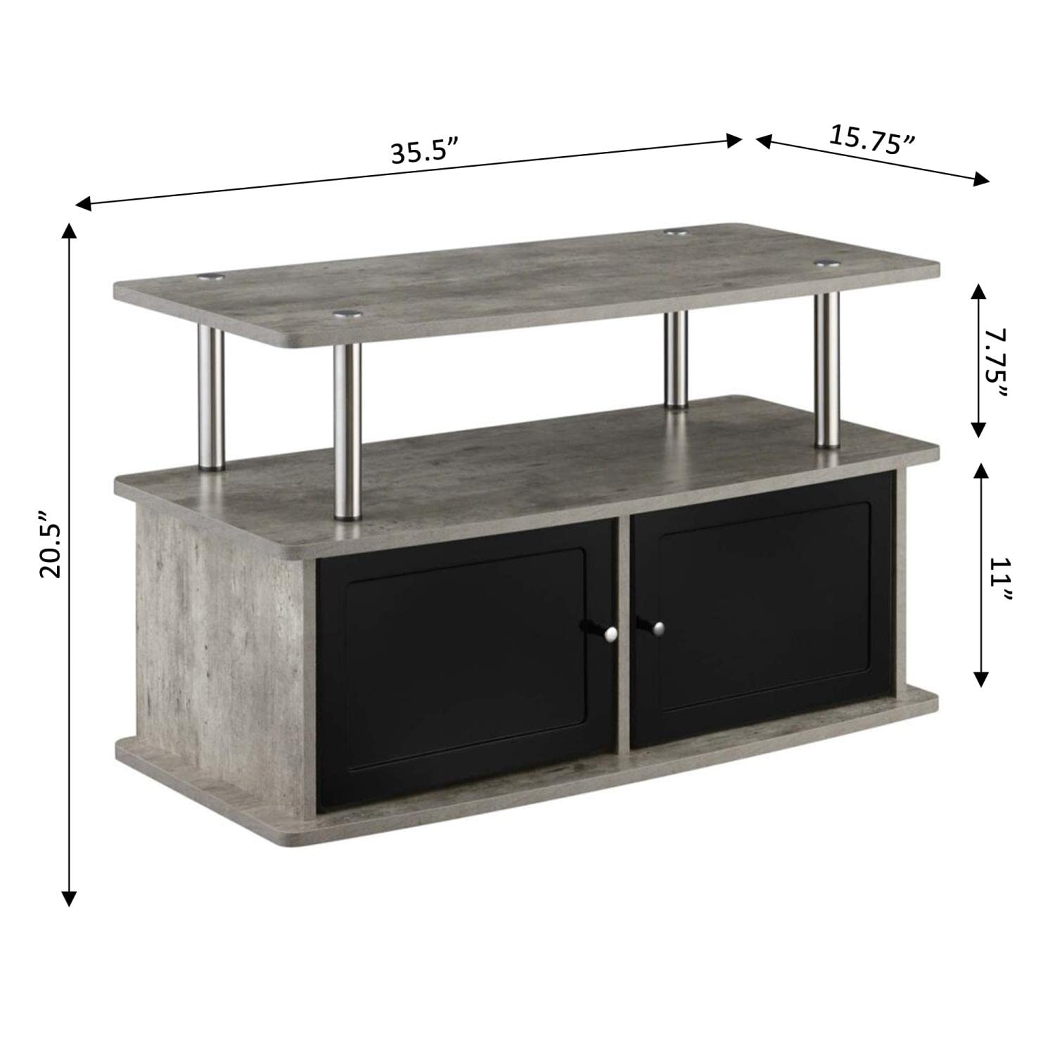 Convenience Concepts Designs2Go TV Stand with 2 Storage Cabinets & Open Shelf - Faux Birch Finish - Perfect for Living Room, Bedroom & Home Theater Organization
