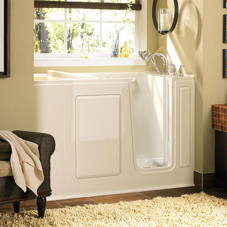 2848 Series 28W x 48L Gelcoat Walk-In Soaking Bathtub with Right Hand Drain & Faucet - Perfect for Small Bathrooms, Spa Relaxation, and Modern Home Renovations
