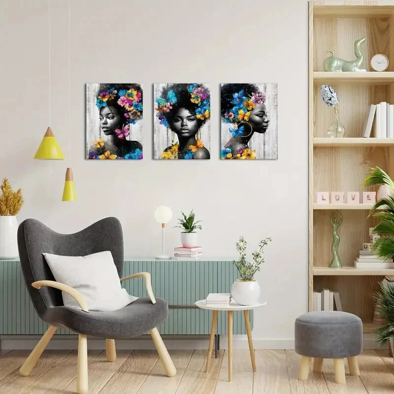 3-Piece Floral Butterfly Metal Wall Art Prints - Ready to Hang Home Decor for Living Room, Bedroom & Office (Set of 3) | Perfect for Housewarming Gifts & Modern Interior Design