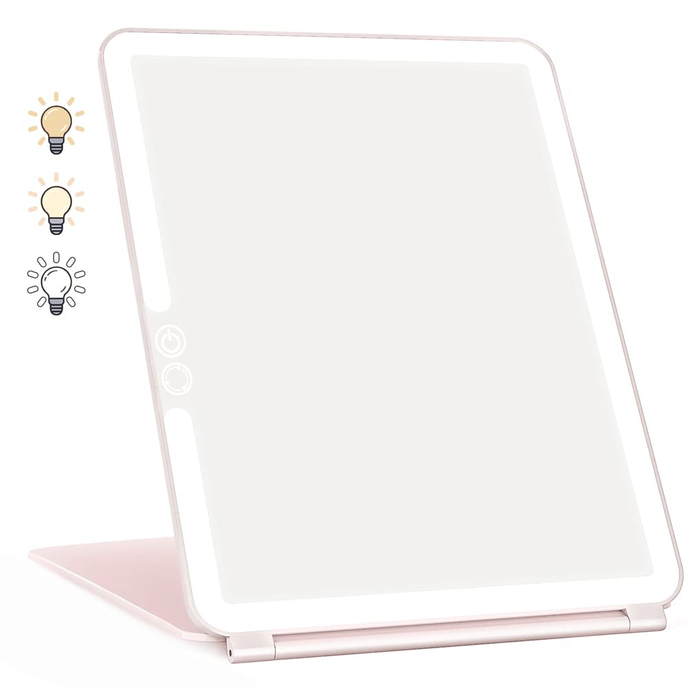 WEILY LED Makeup Mirror with Lights - 2000mAh USB Rechargeable, Touch Control 3-Color Adjustable Lighting, 72 LED Vanity Mirror for Travel & Home Use - Perfect Gift for Women & Girls (Pink) | Ideal for Makeup Application, Skincare Routine, and Travel Beauty Essentials