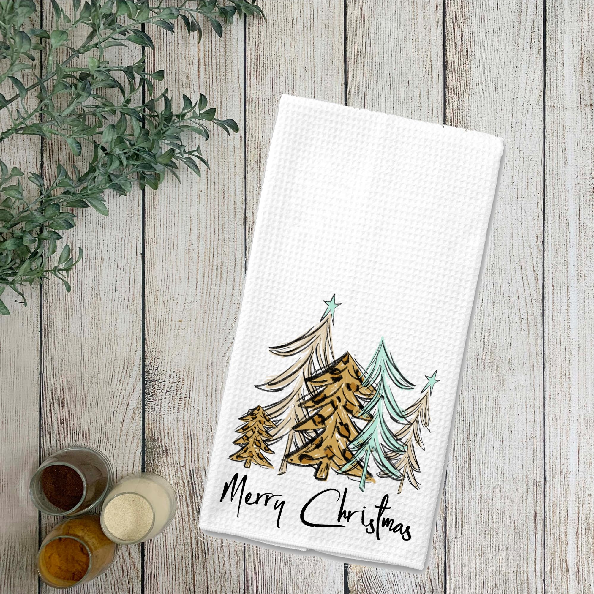 Festive Leopard Print Christmas Kitchen Towels - Holiday Home Decor for Dining, Baking & Party Setup
