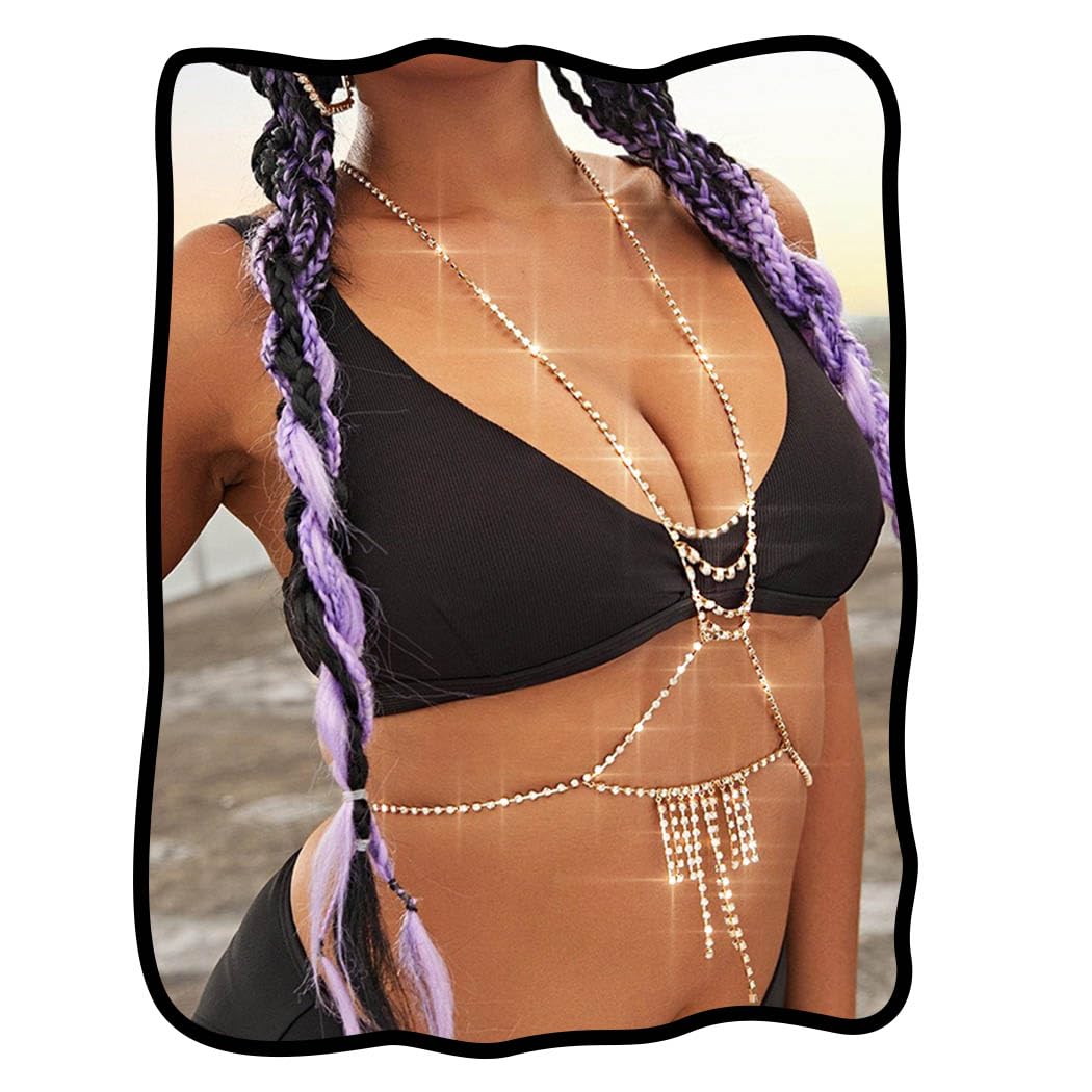Sparkling Rhinestone Body Chain - Silver Crystal Bra Chest Harness Jewelry for Women & Girls | Perfect for Music Festivals, Bachelorette Parties & Night Out Accessories