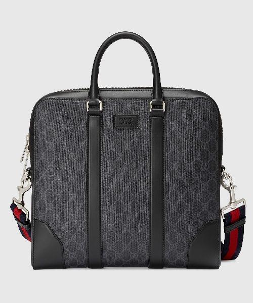 Gucci GG Supreme Canvas Briefcase for Men & Women - Black & Grey Business Bag for Office, Travel & Work | Stylish & Durable Designer Laptop Case