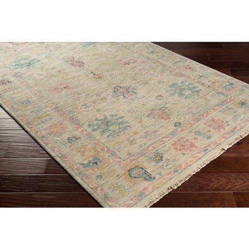 Hand-Knotted Wool Area Rug in Pink, Beige & Sage - Multiple Size Options for Living Room, Bedroom & Dining Room Decor