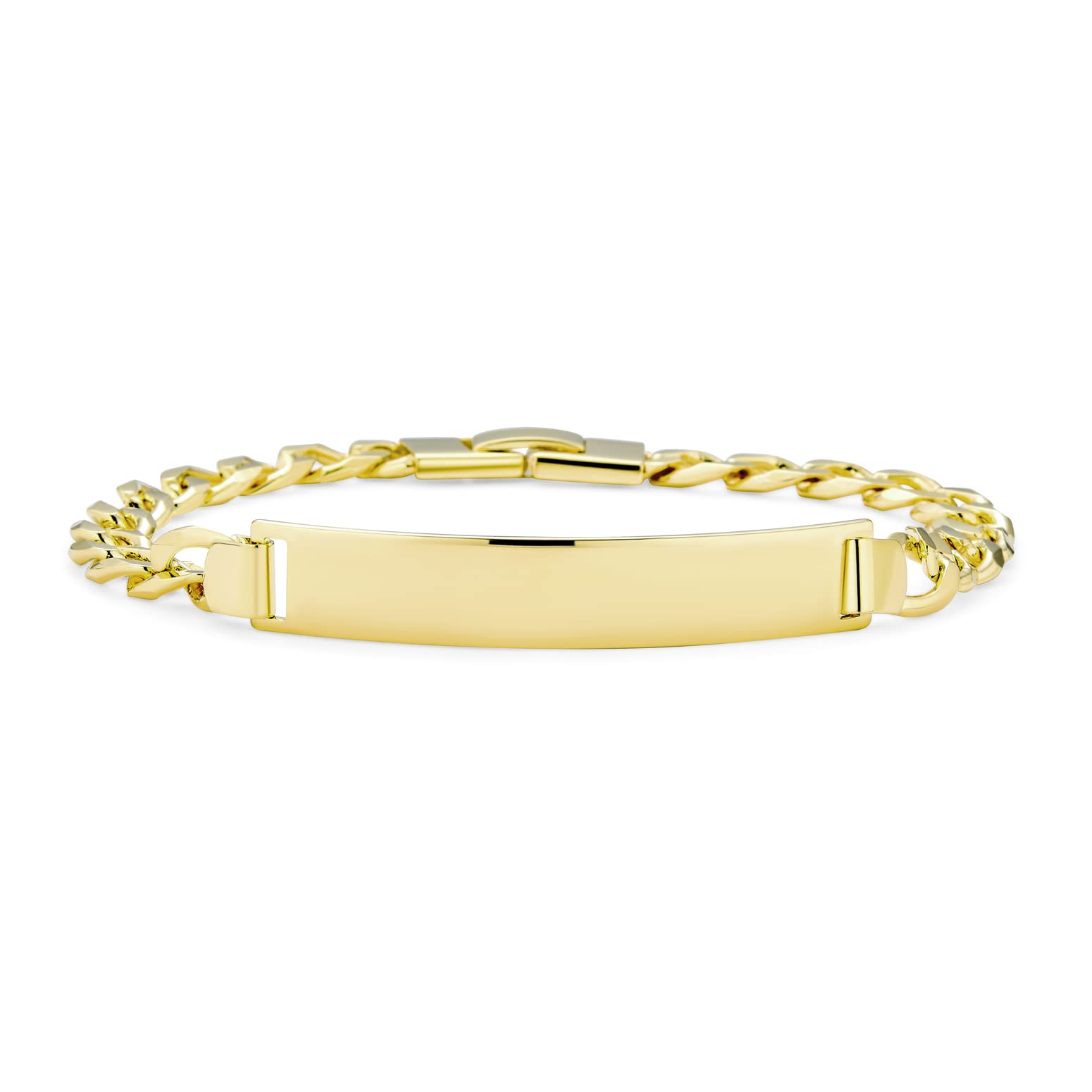 18K Gold Plated Name Engraved ID Bracelet for Women - Perfect Gift for Small Wrists
