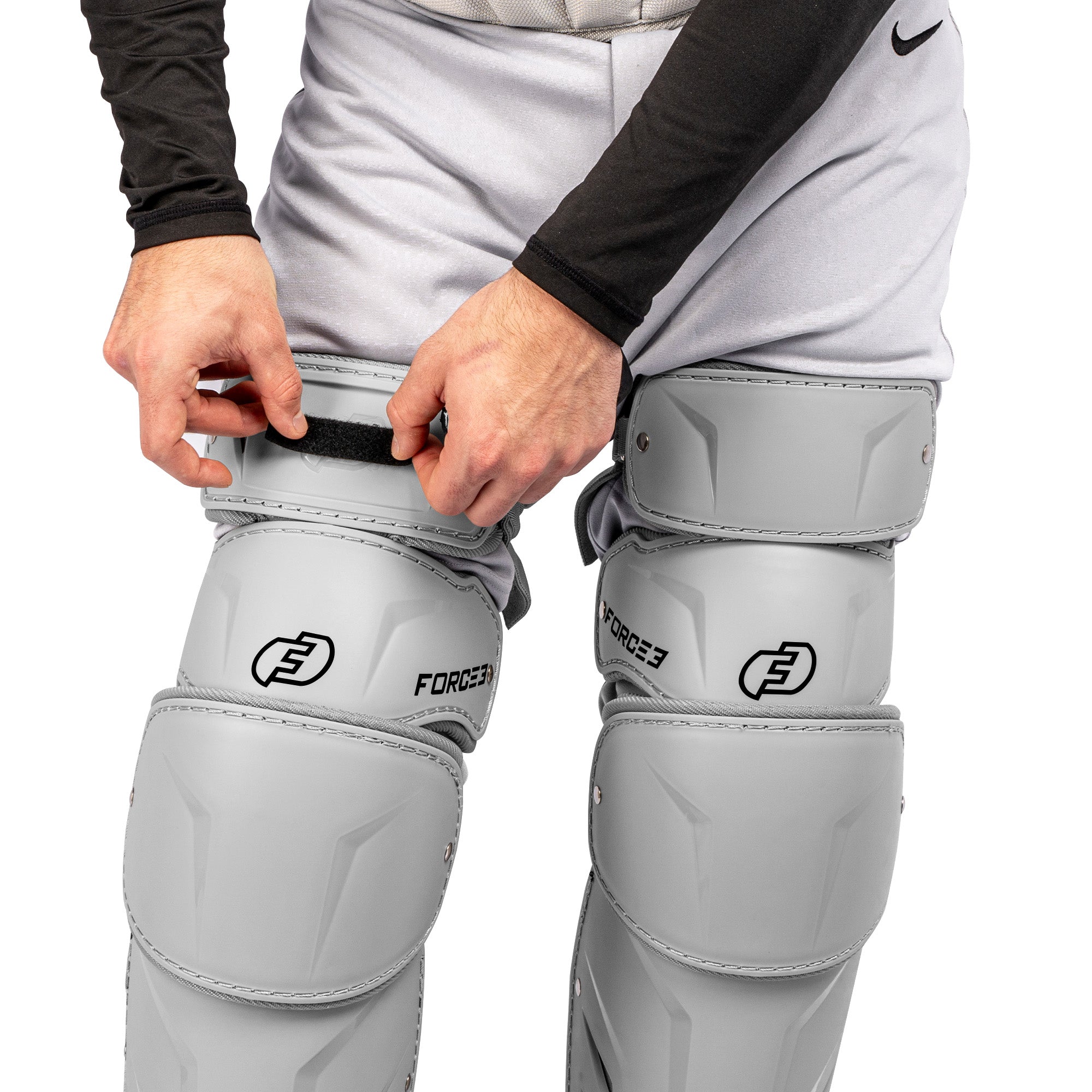 FORCE3 XS3® PRO ELITE Baseball Catcher Leg Guards - Lightweight Protective Gear for PitchCom® System - Perfect for Intermediate Players & Youth Leagues