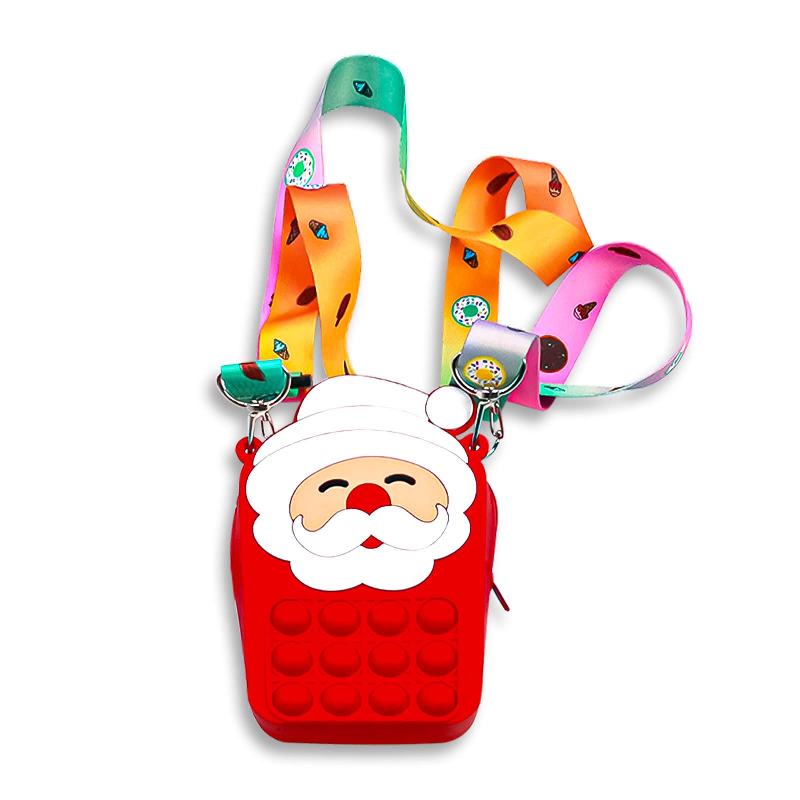 **jjBOOM Pop Fidget Toys Christmas Purse – Sensory Stress Relief Crossbody Bag for Kids, Birthday & Holiday Gifts – Fun Party Favors & Santa Claus Shoulder Bag (Red) – Perfect for Christmas, School, Travel & Anxiety Relief**