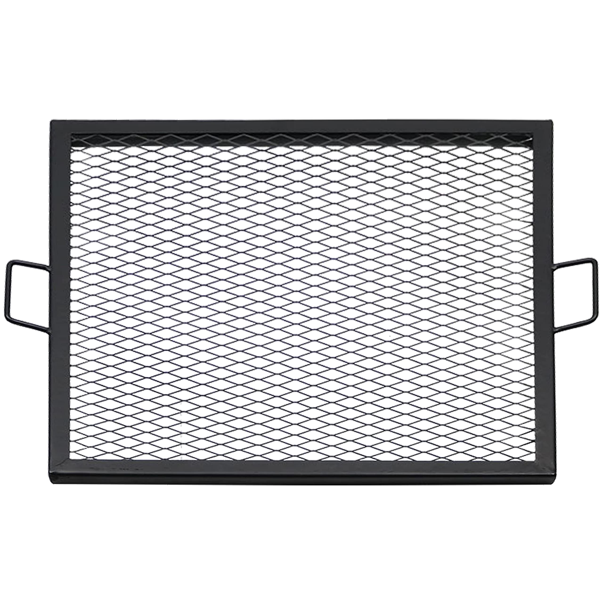 Sunnydaze X-Marks 24-Inch Square Black Steel Fire Pit Cooking Grate with Handles - Heavy Duty BBQ Grill for Camping, Backyard, Patio & Outdoor Cooking