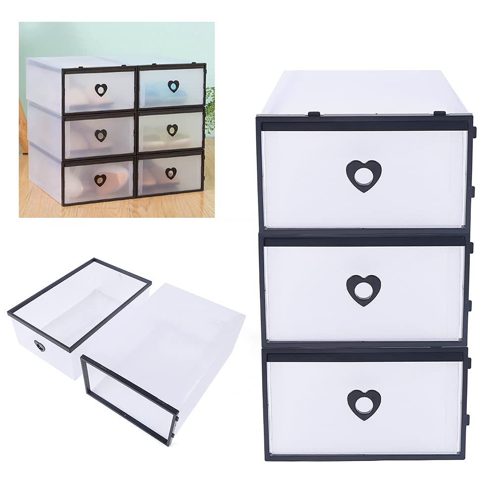 20 Pack Clear Plastic Stackable Shoe Storage Boxes - Foldable Front Opening Drawer Organizer Bins for Sneakers & Shoes | Perfect for Closet, Bedroom & Entryway Organization