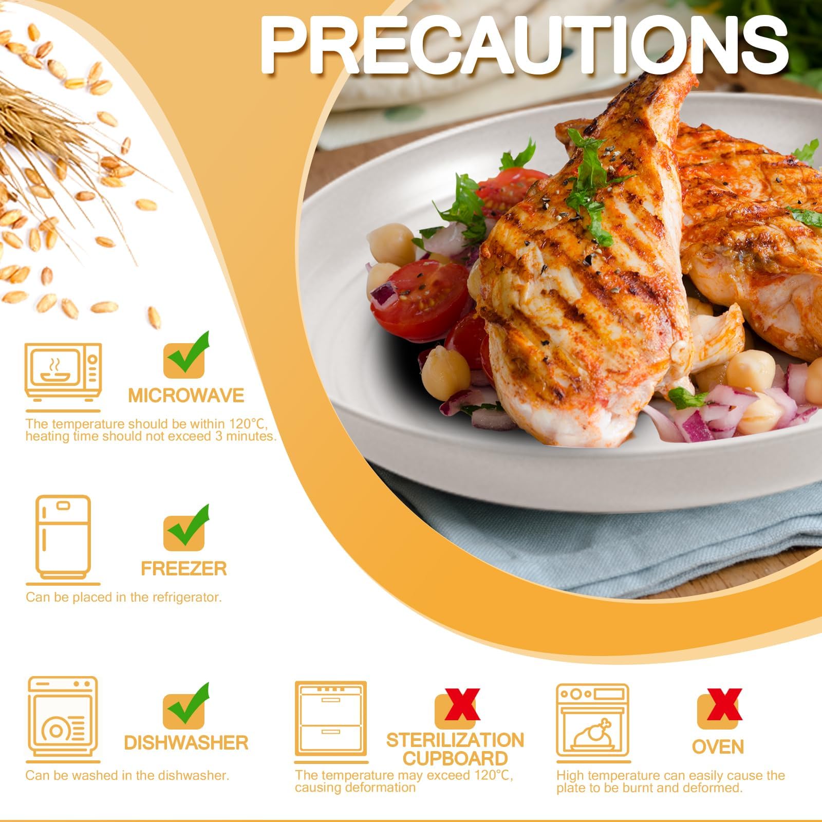 Premium 12-Piece Wheat Straw Dinner Plates Set - 10 Inch Unbreakable, Dishwasher & Microwave Safe - Eco-Friendly Hard Plastic Plates for Kitchen, Camping, Picnics & Outdoor Dining (Beige)