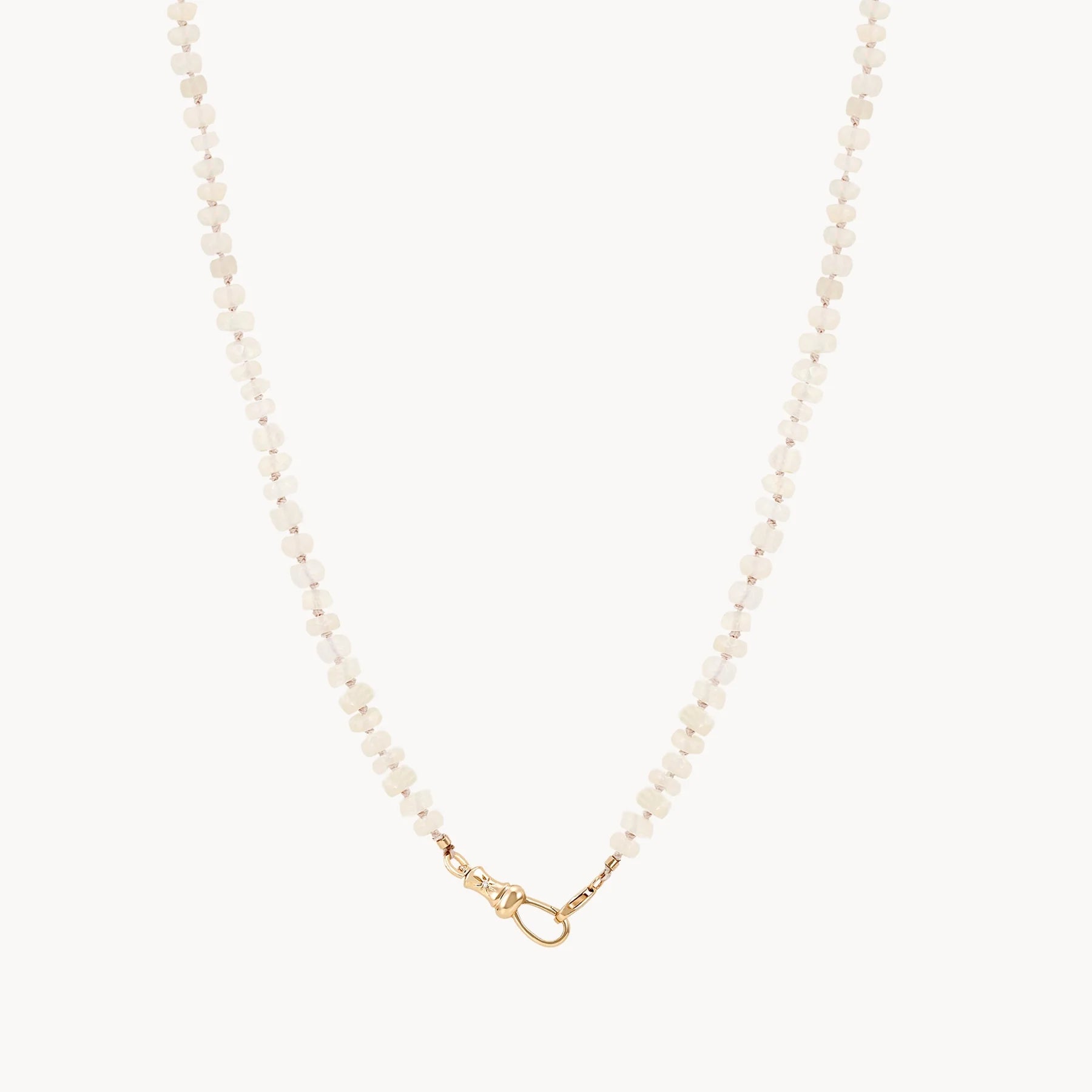Natural Moonstone Beaded Mood Necklace in 10K Yellow Gold with Diamonds - Elegant Jewelry for Women, Perfect for Everyday Wear, Gifts & Special Occasions