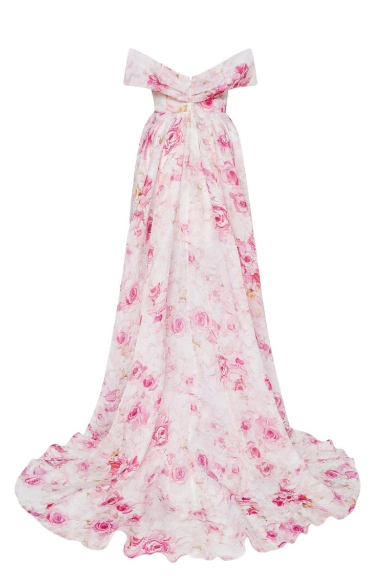 Elegant Strapless Floral Evening Dress for Women - Long Vacation Style Bridesmaid Gown | Perfect for Weddings, Parties & Summer Vacations