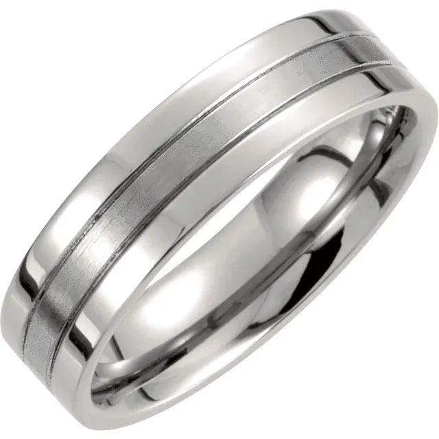Titanium 6mm Grooved Wedding Band Ring Size 8.5 - Durable & Hypoallergenic Men's Jewelry for Everyday Wear & Special Occasions