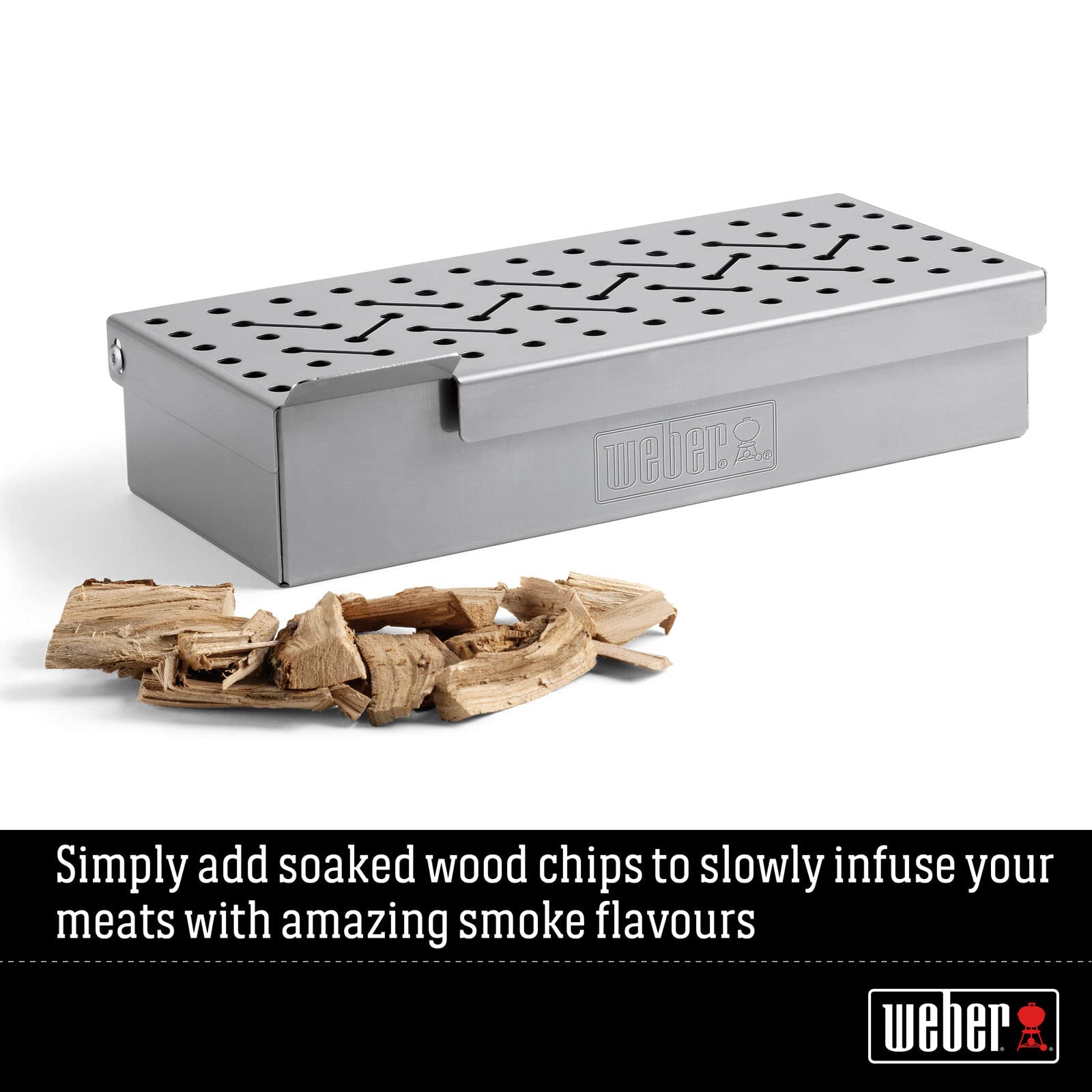 Weber Universal Stainless Steel Smoker Box for Grills - Perfect for BBQ, Smoking Meats & Enhancing Flavor on Gas or Charcoal Grills