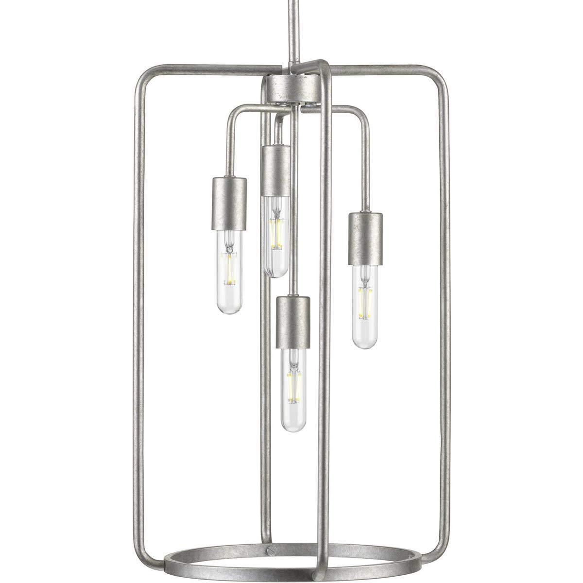 Progress Lighting Bonn Collection 4-Light Farmhouse Pendant Light - Galvanized Metal Finish for Kitchen Island, Dining Room or Entryway Lighting