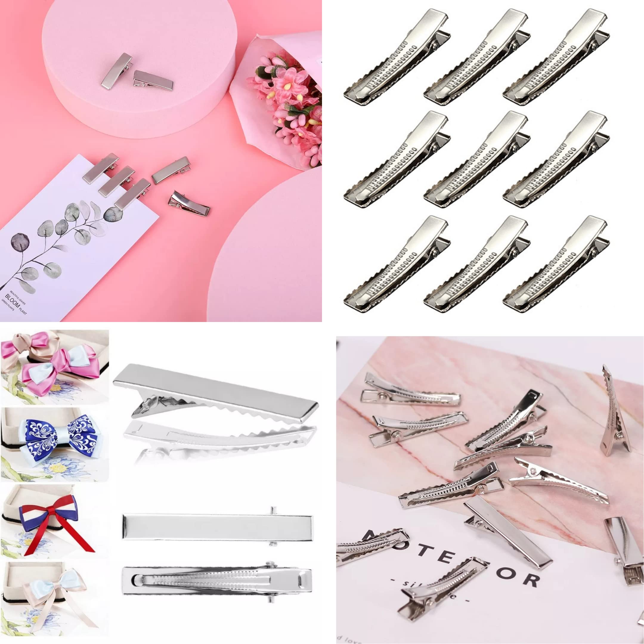 RAWAT® 100pcs 3cm Small Silver Metal Alligator Hair Clips - Strong Single Prong Hairpins for DIY Hair Bows, Kids & Women's Hair Accessories (30mm) - Perfect for Parties, Weddings & Daily Styling