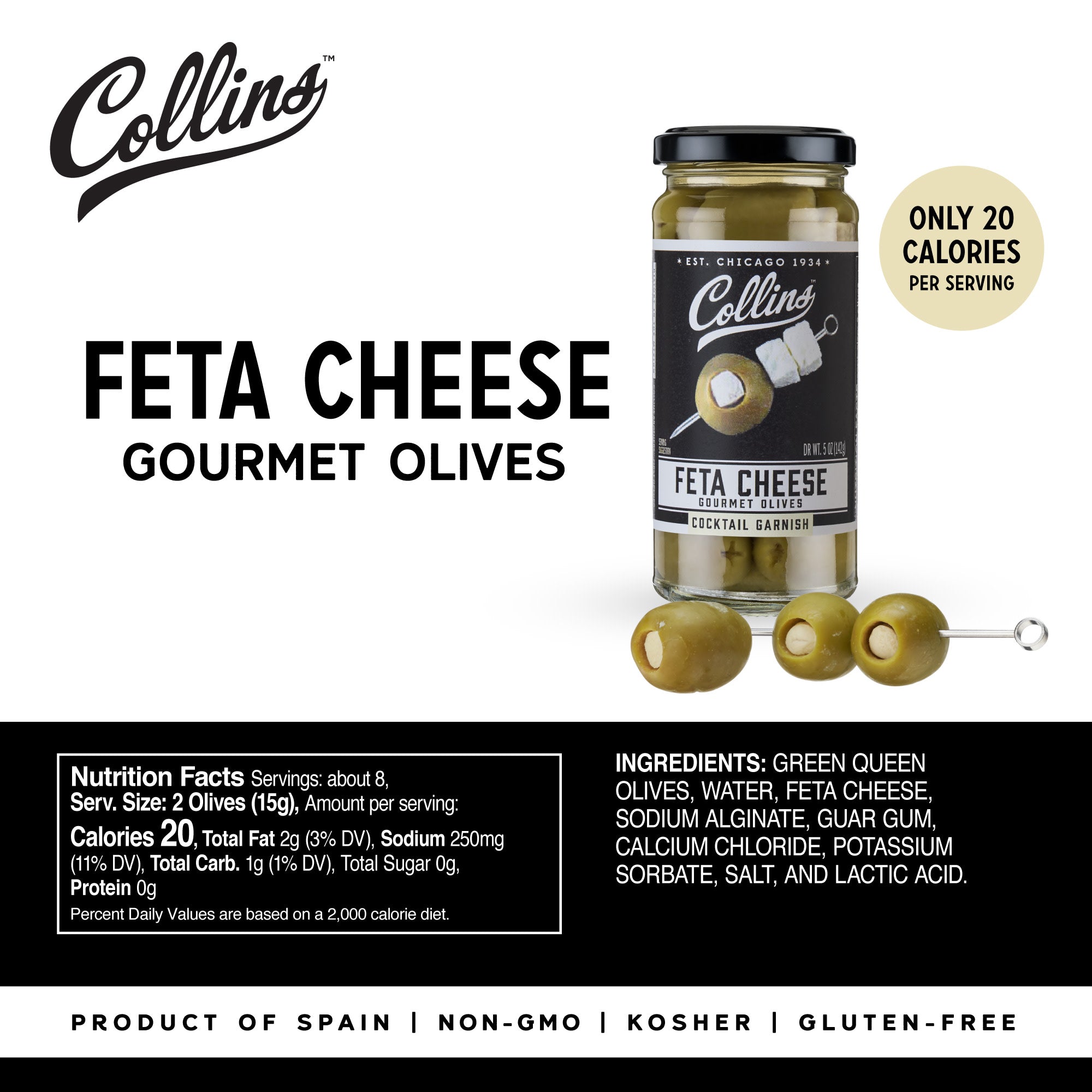 Premium Gourmet Feta Stuffed Olives 5 oz | Imported Mediterranean Appetizer | Perfect for Charcuterie Boards, Cocktail Parties & Greek Salad Toppings