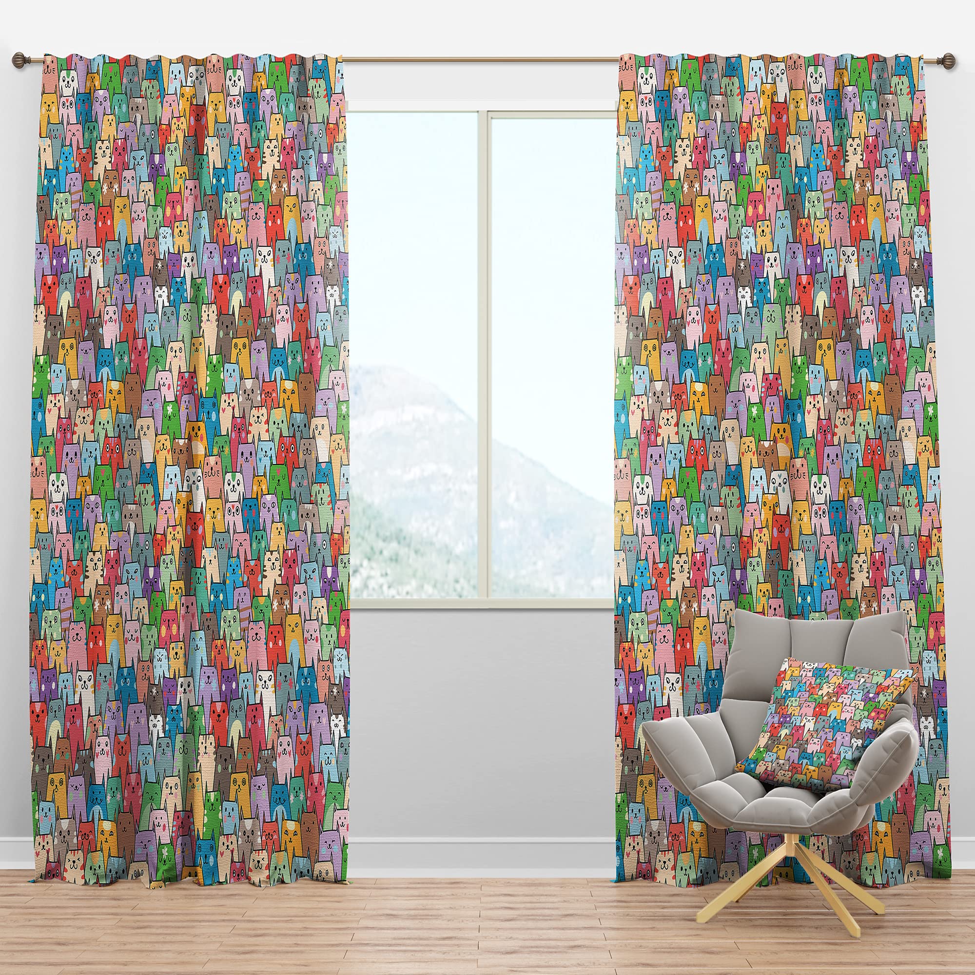 Funny Cat Pattern Blackout Curtains for Bedroom & Living Room - Thermal Insulated Single Panel (52x95 inches) - Perfect for Light Blocking, Privacy & Home Decor