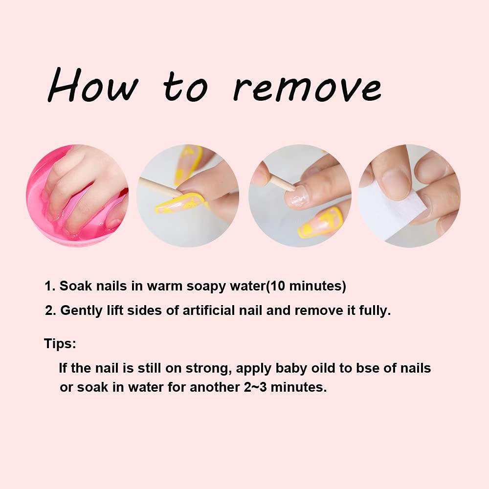 24pcs French Lily Flower Press on Nails - Soft Gel Glossy Natural Nude Fake Nails for Women, Reusable Stick on Acrylic Nails with Glue Kit | Perfect for Weddings, Parties & Everyday Wear